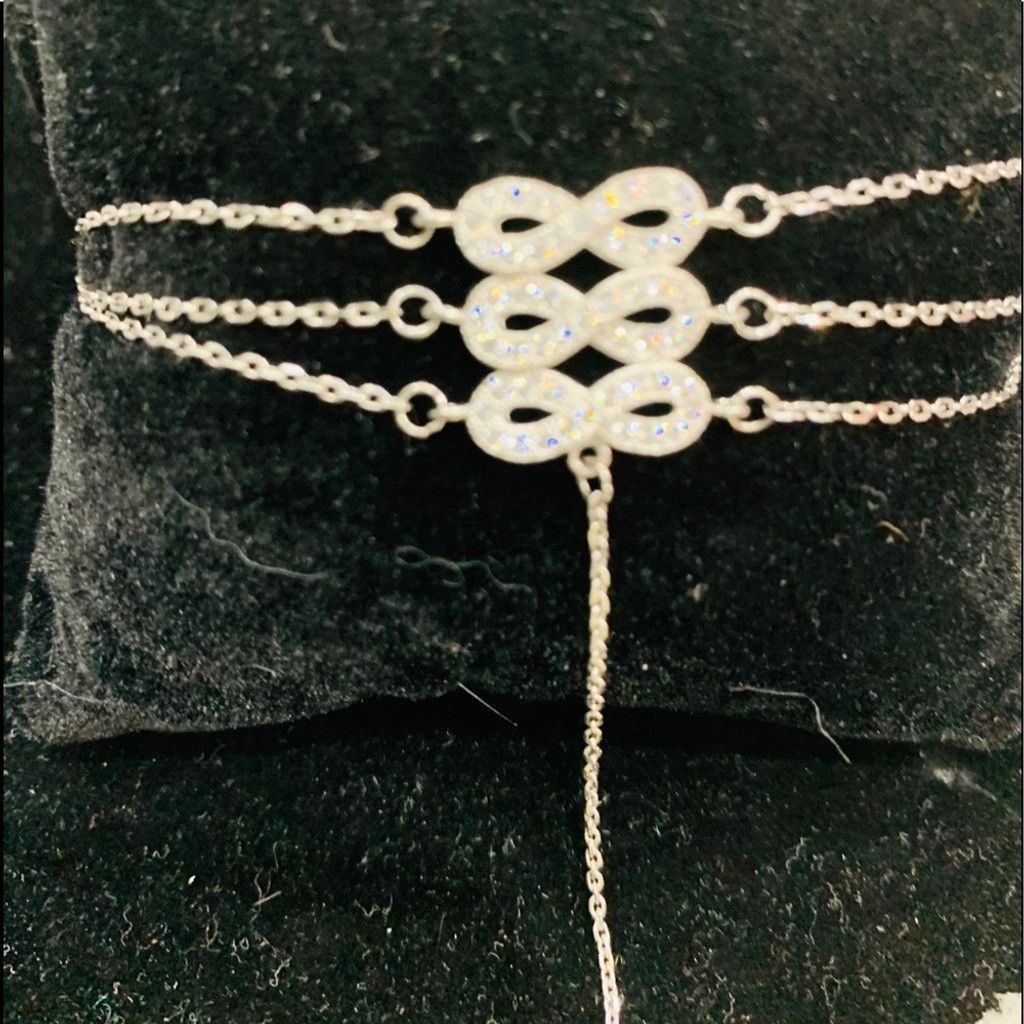 Other Sterling Silver 3 infinity bracelet with ring Size ONE SIZE - 3 Thumbnail