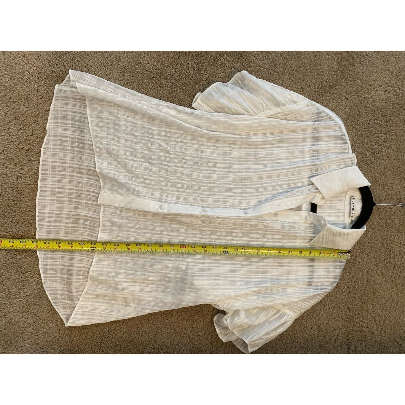 Alice + Olivia ALICE AND OLIVIA Edyth Shirt In White, Staple Blouse, Sz Sma Size S / US 4 / IT 40 - 4 Thumbnail
