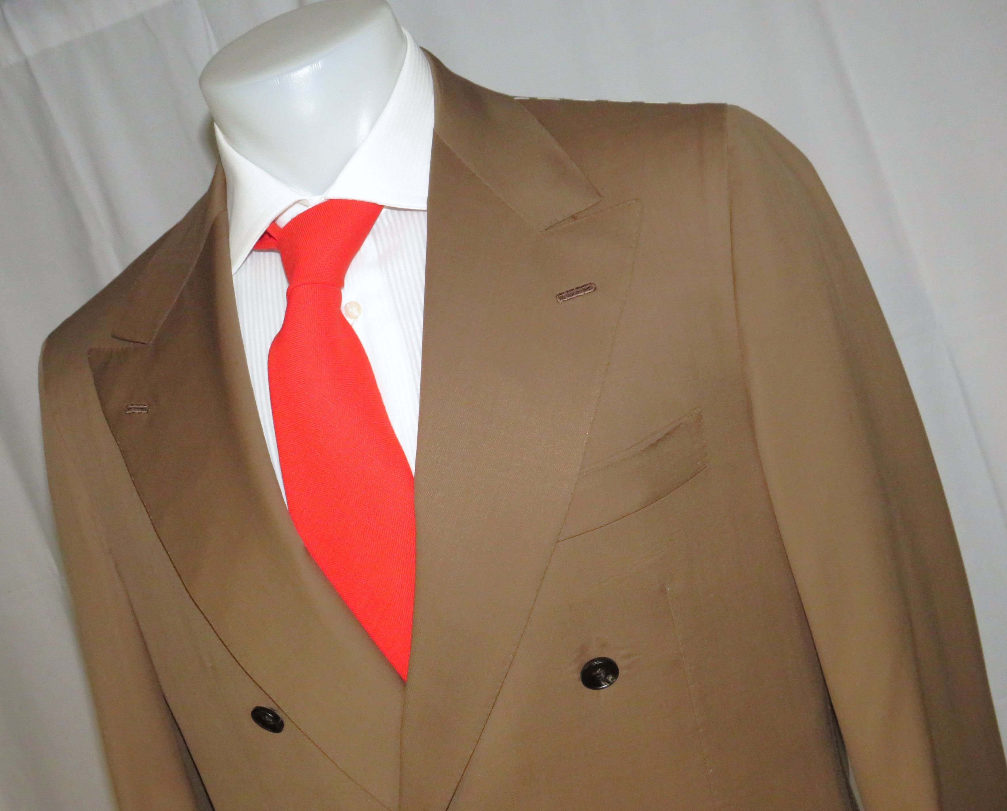 Kiton Custom Solid Brown Double Breasted Suit 45L NWT $12000 Size 46L - 6 Thumbnail