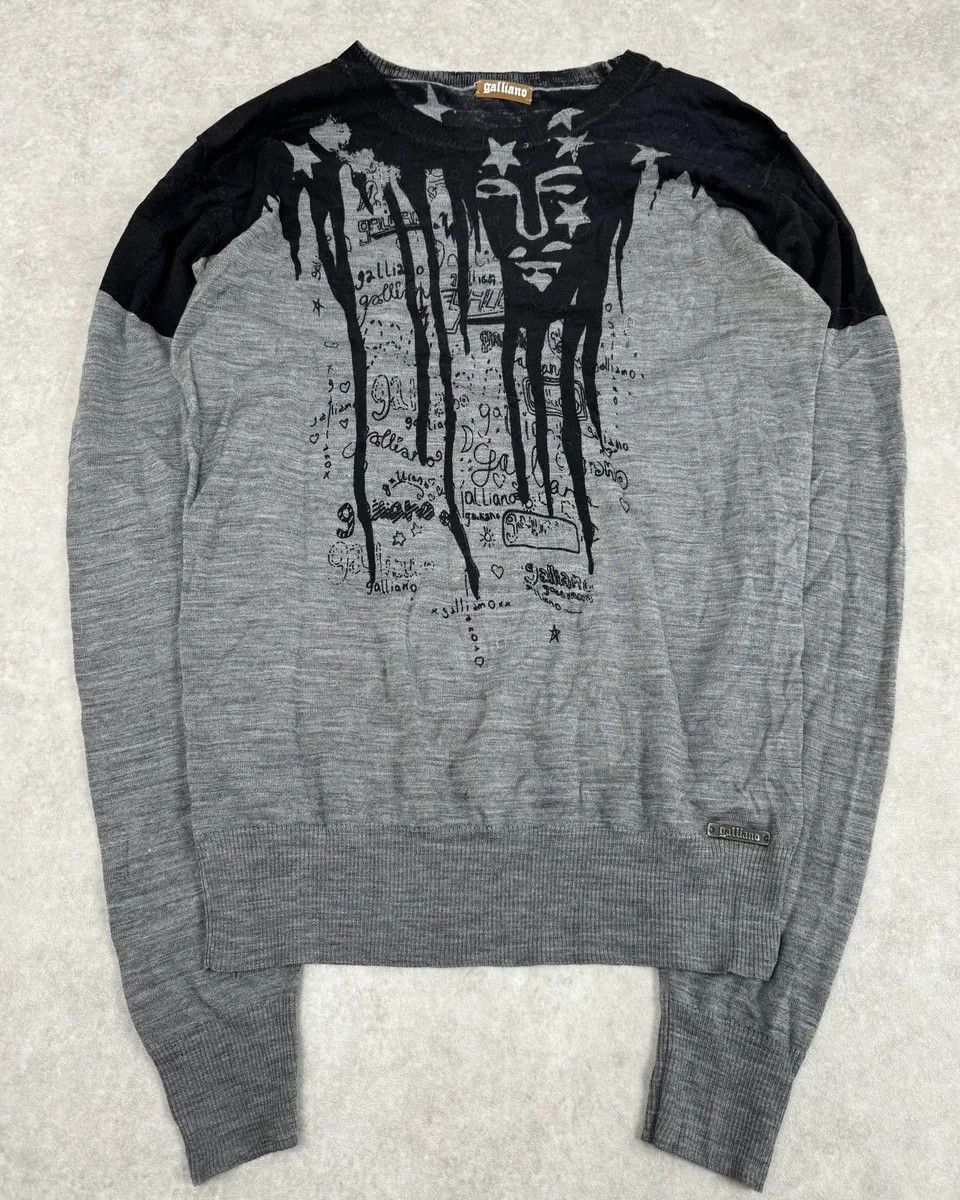 John Galliano 2010s John Galliano Black & Grey Abstract USA Sweater Size US M / EU 48-50 / 2 - 2 Thumbnail