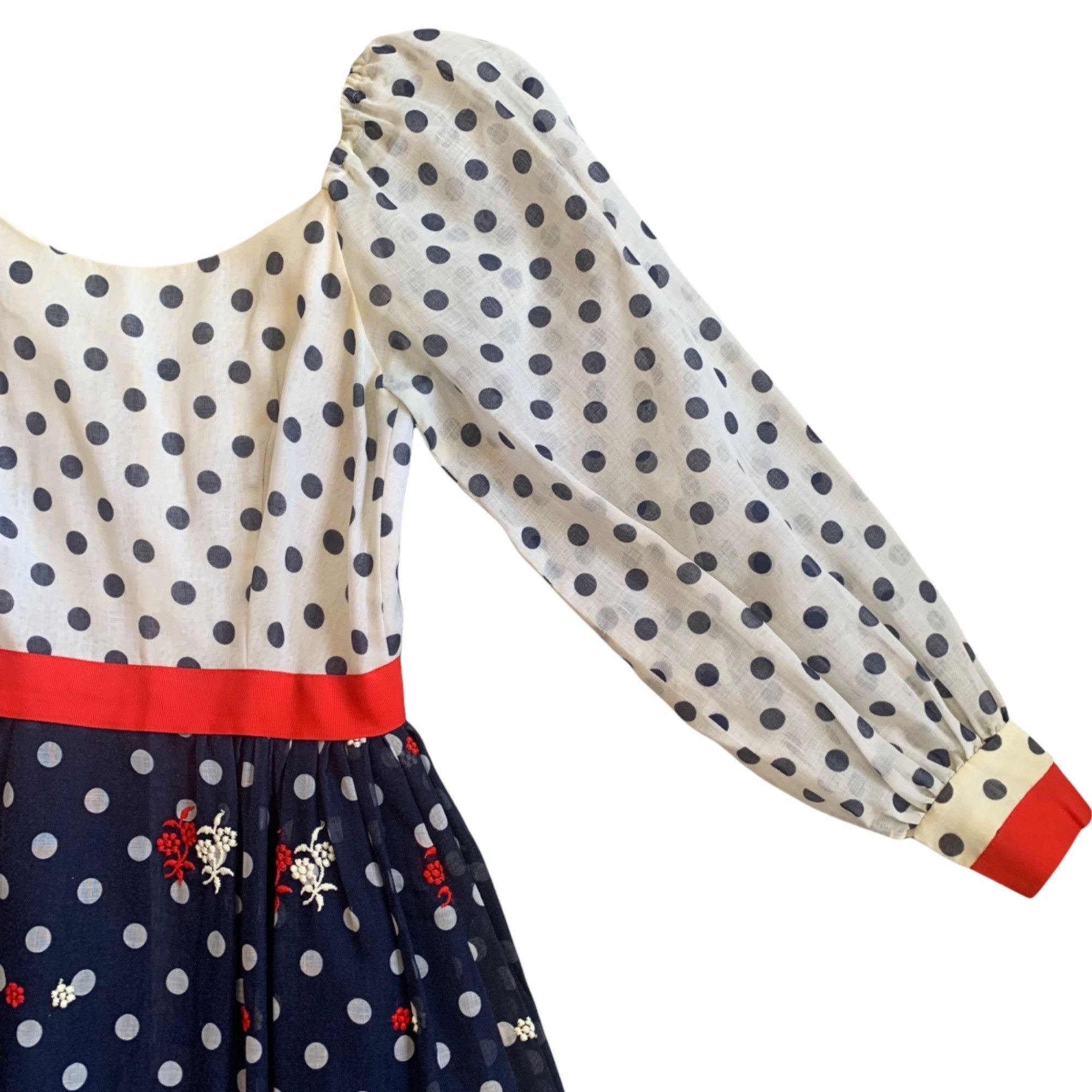 Vintage Vintage Elinor Gay ILGWU Polka Dot Floral Embroidered Maxi D Size S / US 4 / IT 40 - 5 Thumbnail