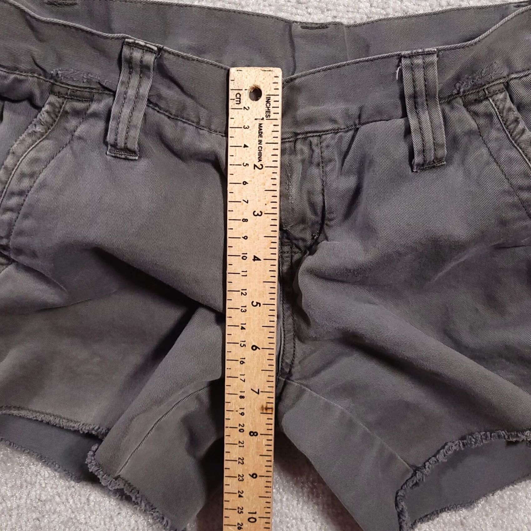 Hurley Hurley Low Rise Chino Shorts Women's 0 Gray Flat Front Cotton Frayed Hem Size 26" / US 2 / IT 38 - 6 Thumbnail
