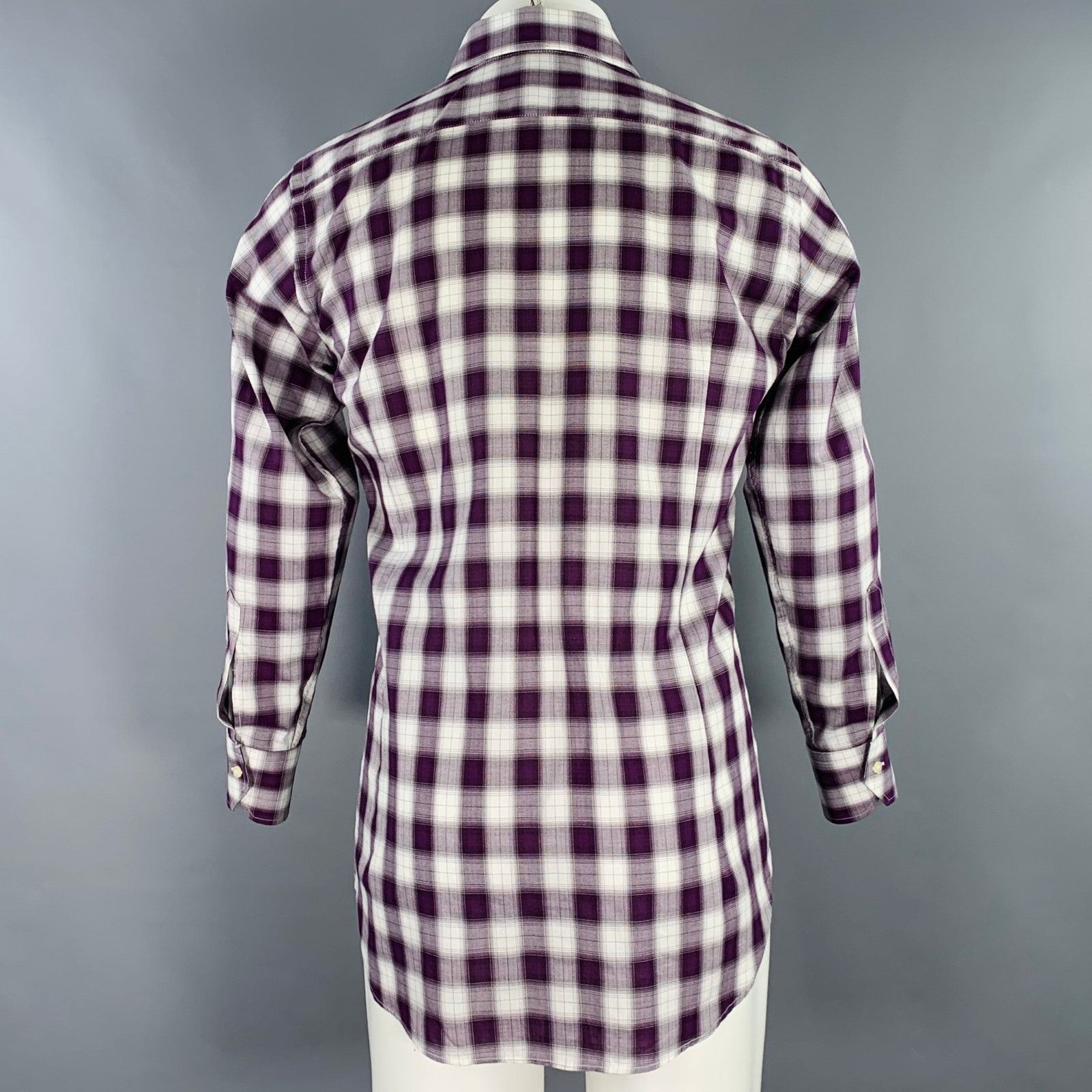 Etro Purple White Plaid Cotton Spread Collar Long Sleeve Shirt Size US M / EU 48-50 / 2 - 4 Thumbnail