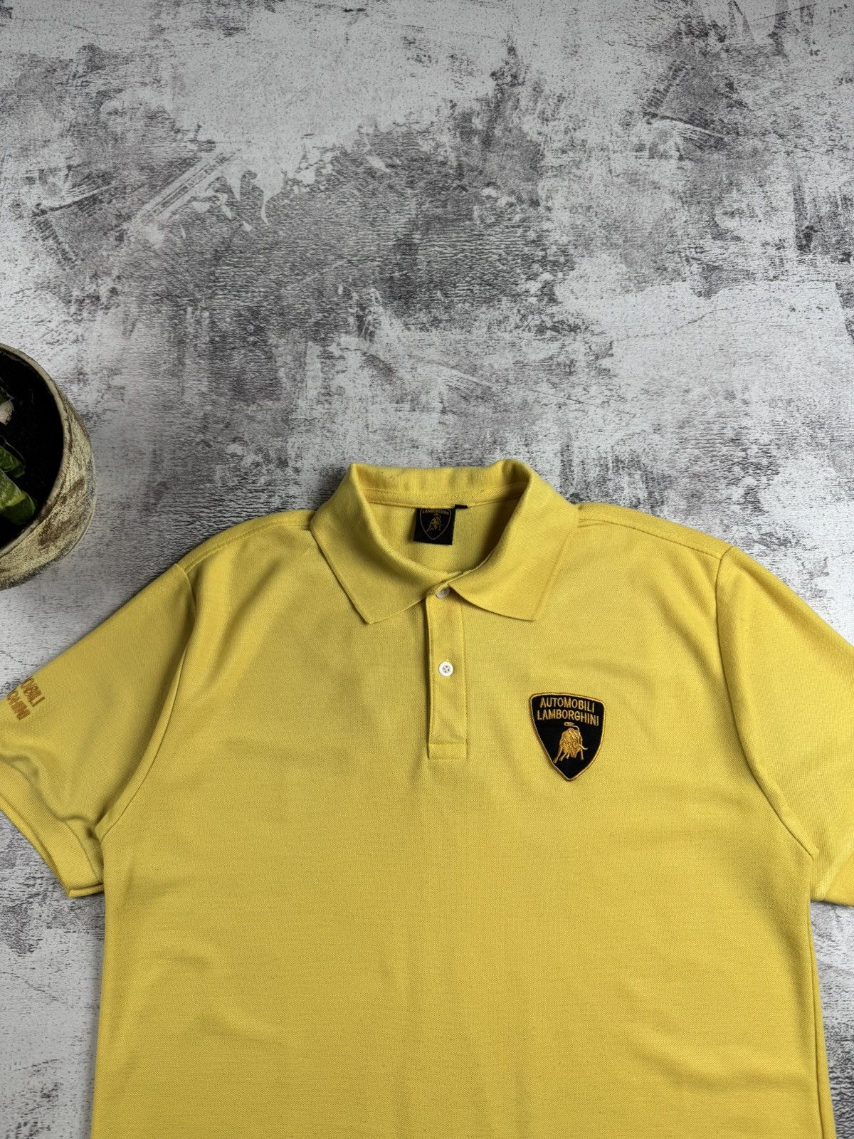Lamborghini Lamborghini Automobili Yellow Vintage Racing Men’s XL Retro Polo T Shirt Tee Size US XL / EU 56 / 4 - 11 Thumbnail