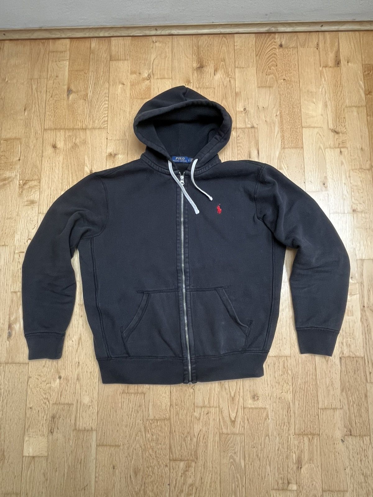 Polo Ralph Lauren Polo Ralph Lauren Black Zip Hoodie - Vintage Fade Size US L / EU 52-54 / 3 - 1 Thumbnail
