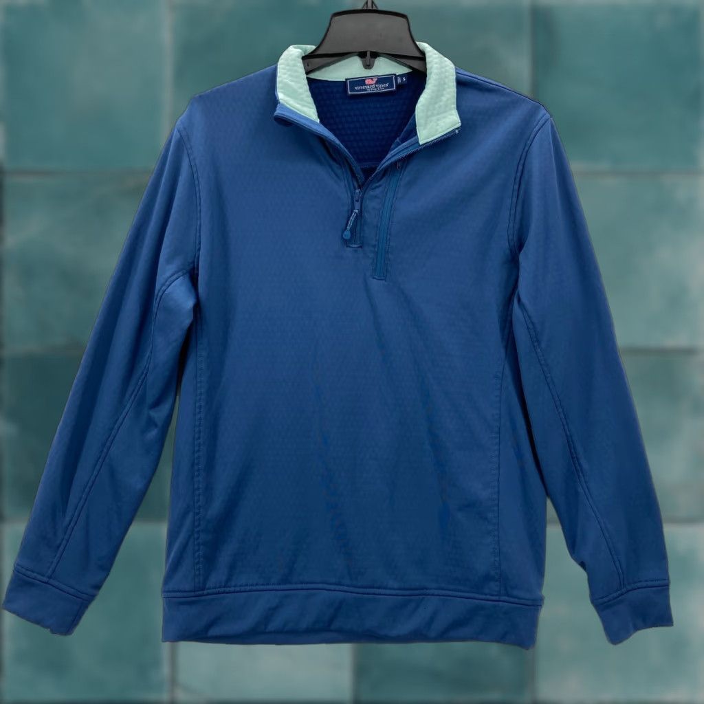 Vineyard Vines Vineyard Vines Golf Sway 1/4 Zip Pullover Mens Small Blue Geometric Honeycomb Shirt Size US S / EU 44-46 / 1 - 1 Thumbnail