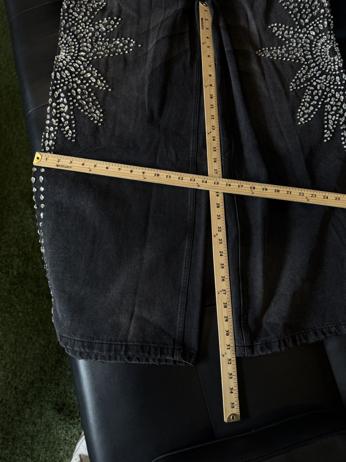 Vale Valley Stone Crystal Rhinestone Baggy Black Jeans Size 38 Size US 38 / EU 54 - 9 Thumbnail