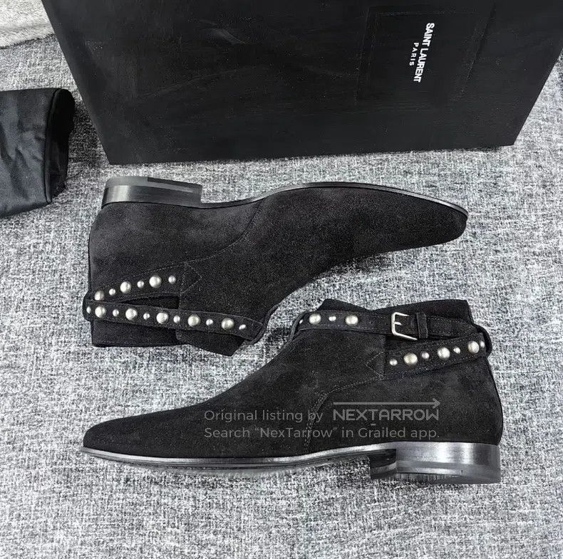 Saint Laurent Paris Saint Laurent Paris Black suede studded Chelsea short boot Size US 7 / EU 40 - 2 Thumbnail