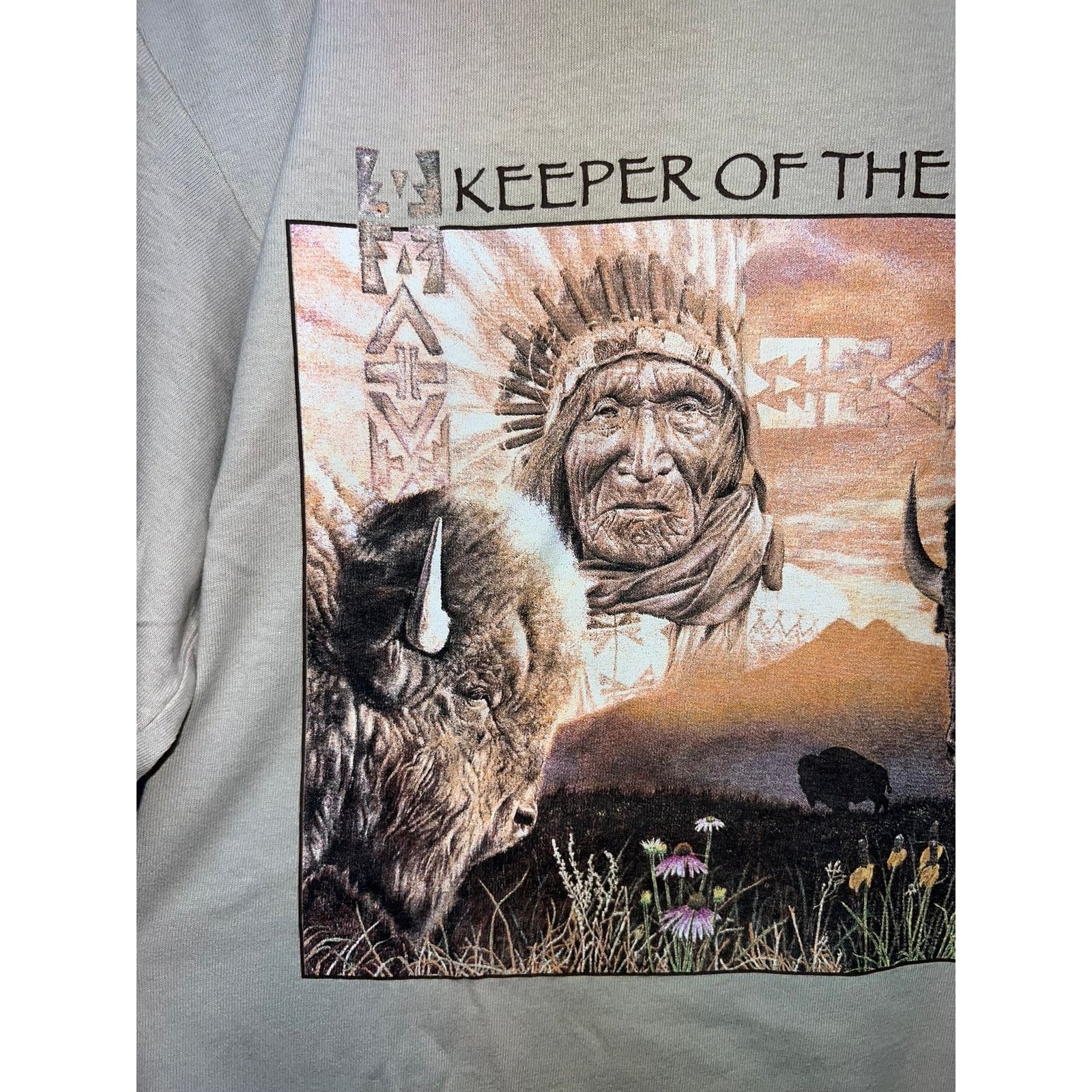 Anvil Vintage Native American Shirt Keeper Of The Plains Brown Tee Size US S / EU 44-46 / 1 - 2 Thumbnail