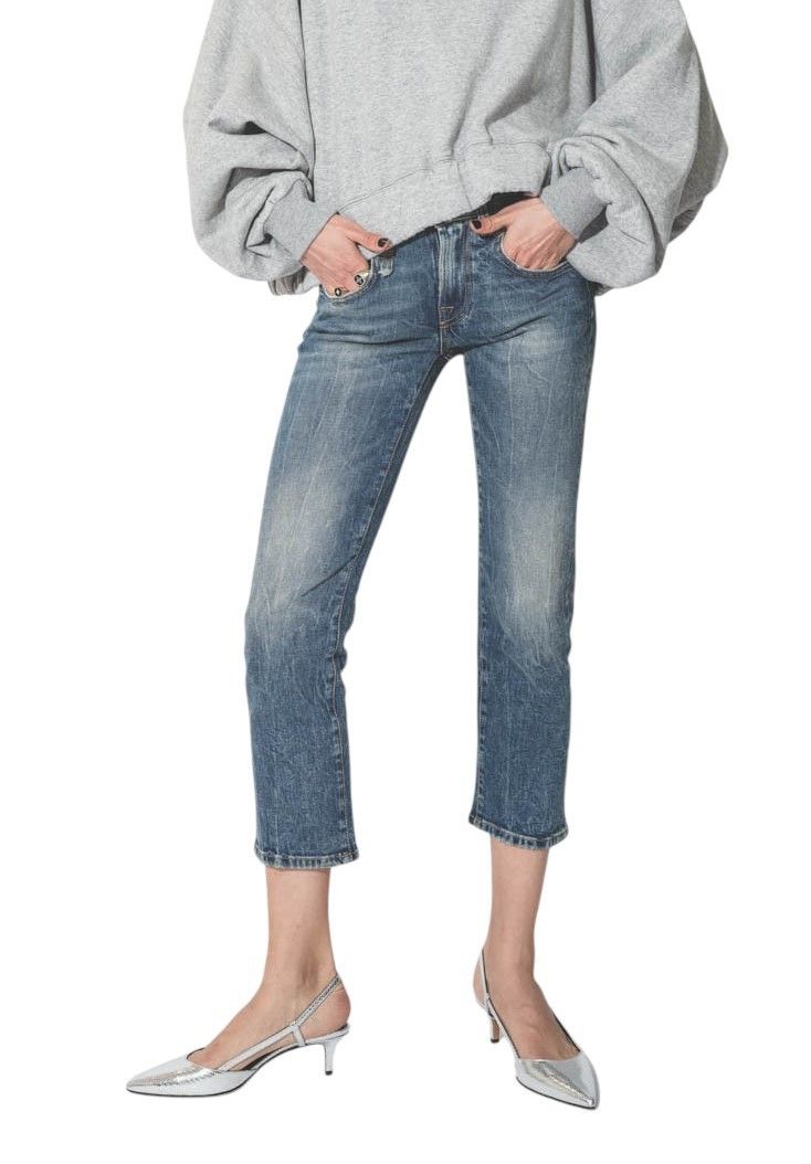 R13 BOY STRAIGHT 28 Cropped Washed Kelly Stretch 84489 Size 28" / US 6 / IT 42 - 1 Thumbnail
