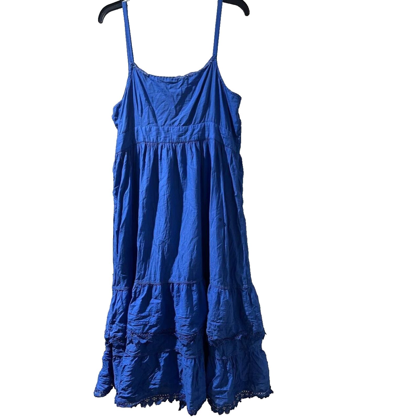 Boden Boden Women Tiered Trim Midi Dress Button cotton 14 A000070 Size XL / US 12-14 / IT 48-50 - 4 Thumbnail