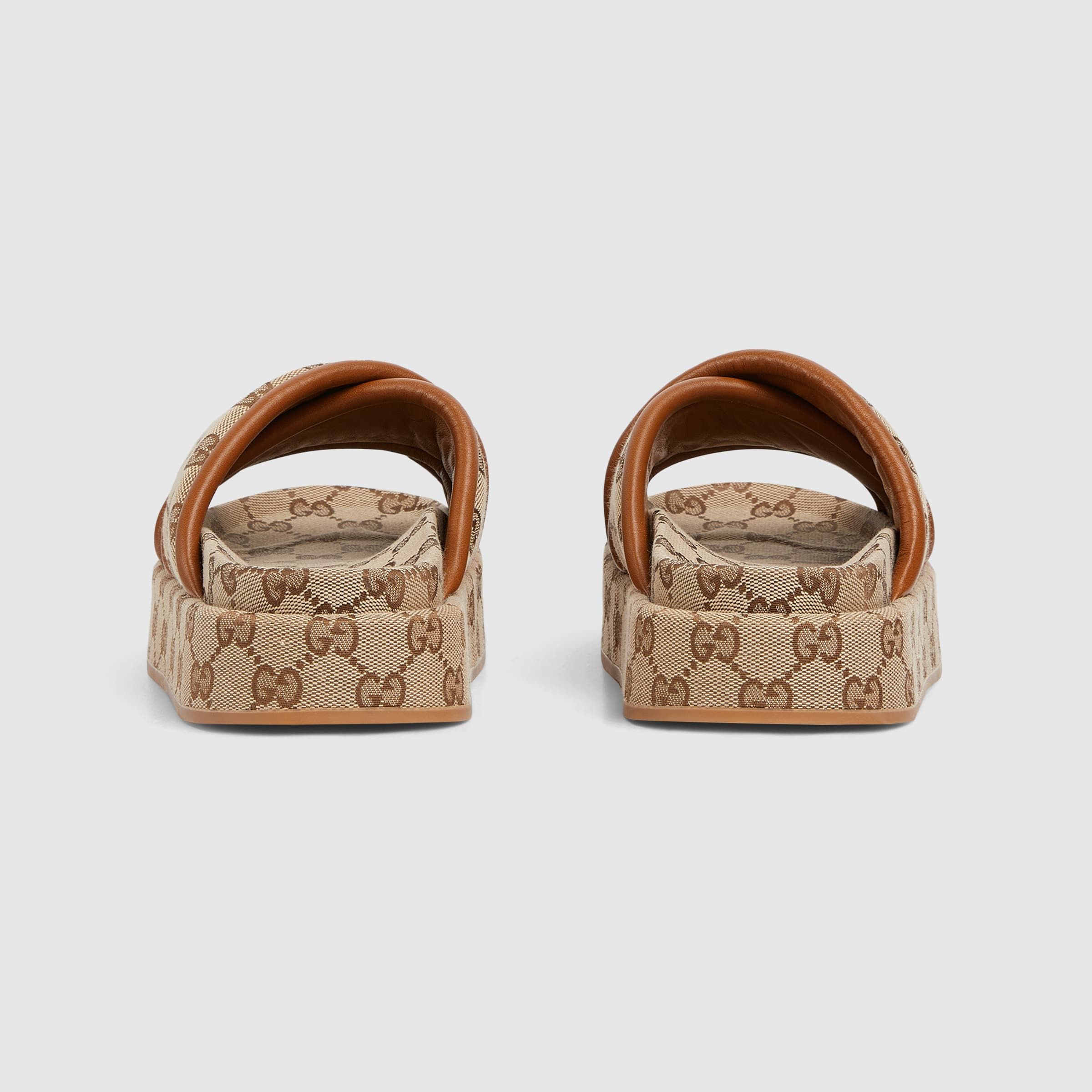 Gucci oc11z1025 Women's GG Platform Sandals in Beige & Dark Brown Size US 5 / IT 35 - 4 Thumbnail