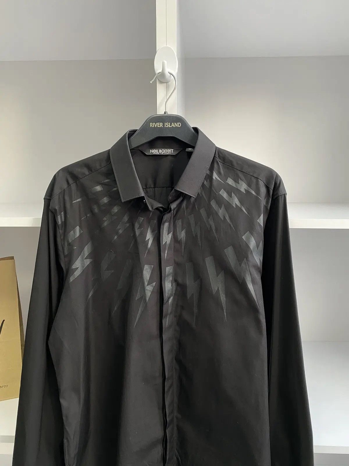 Designer × Neil Barrett × Vintage Vintage Neil Barrett Embroidered Fair Isle Thunderbolt Shirt Size US L / EU 52-54 / 3 - 5 Thumbnail