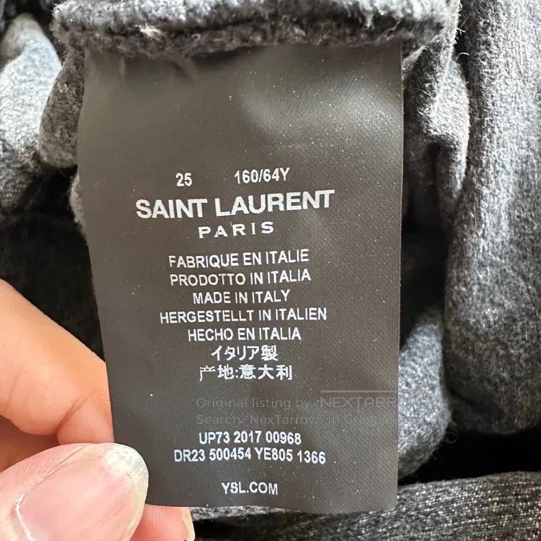 Saint Laurent Paris Saint Laurent Paris Grey embroidered denim jeans Size 25" / US 0 / IT 36 - 5 Thumbnail