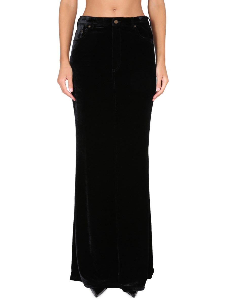 Saint Laurent Paris o1y0126 Maxi Skirt in Black Size 26" / US 2 / IT 38 - 1 Thumbnail