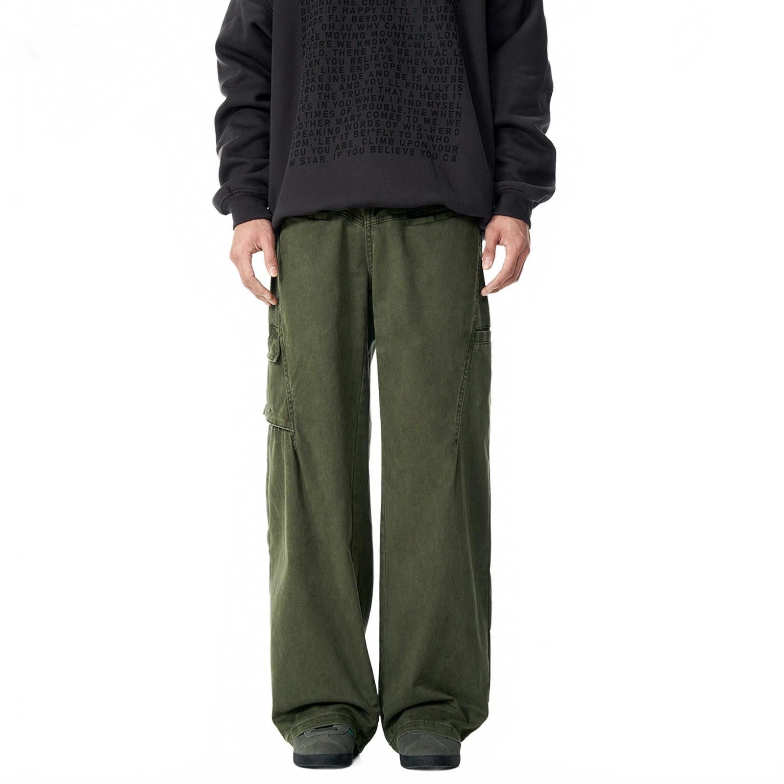Japanese Brand Olive Green and Black Wide Leg Cargo Pants, Loose Fit Size US 30 / EU 46 - 2 Thumbnail