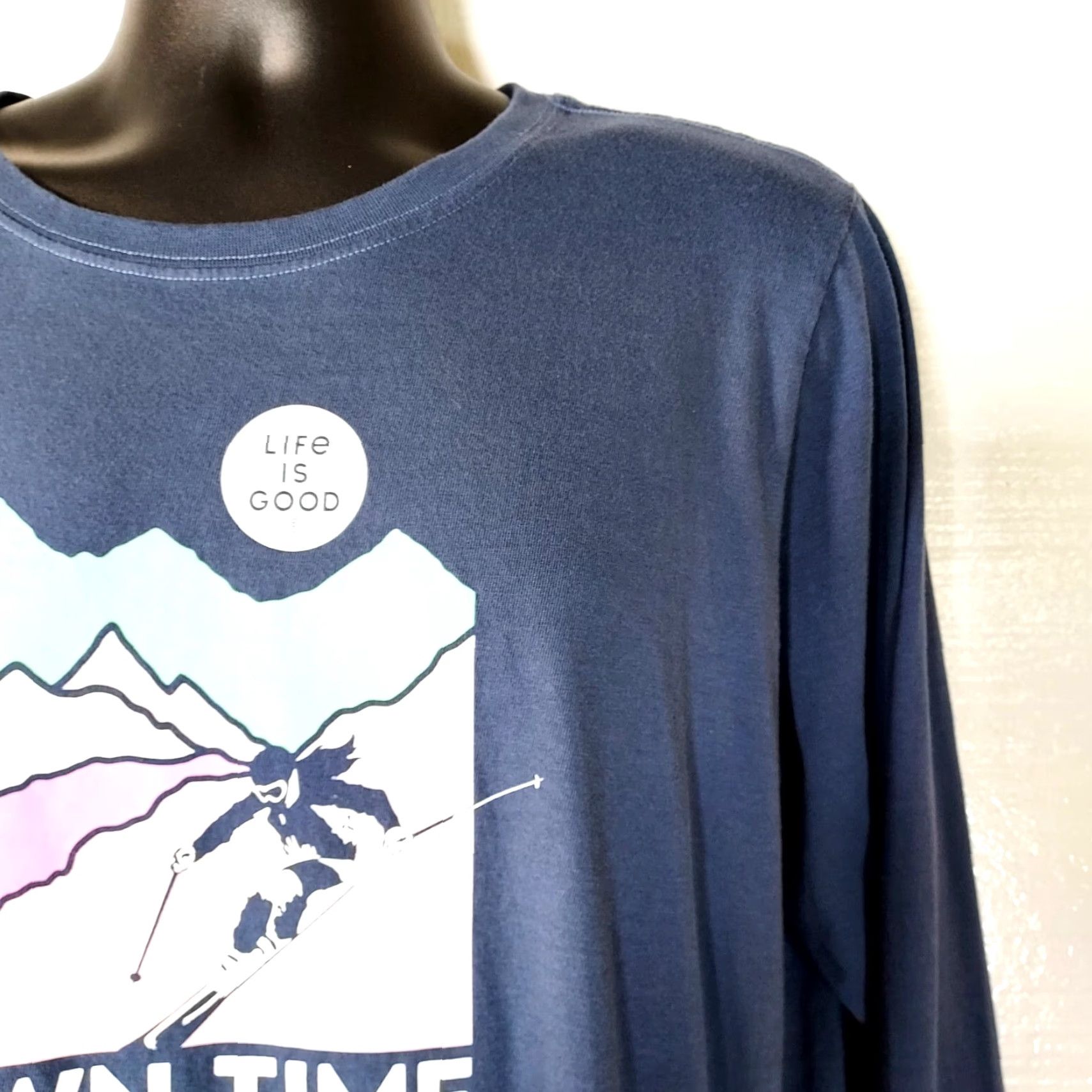 Life is Good Life Is Good Down Time Skiing Long Sleeve T-shirt Blue Women's XL T-Shirt Vintage? Size XL / US 12-14 / IT 48-50 - 6 Thumbnail