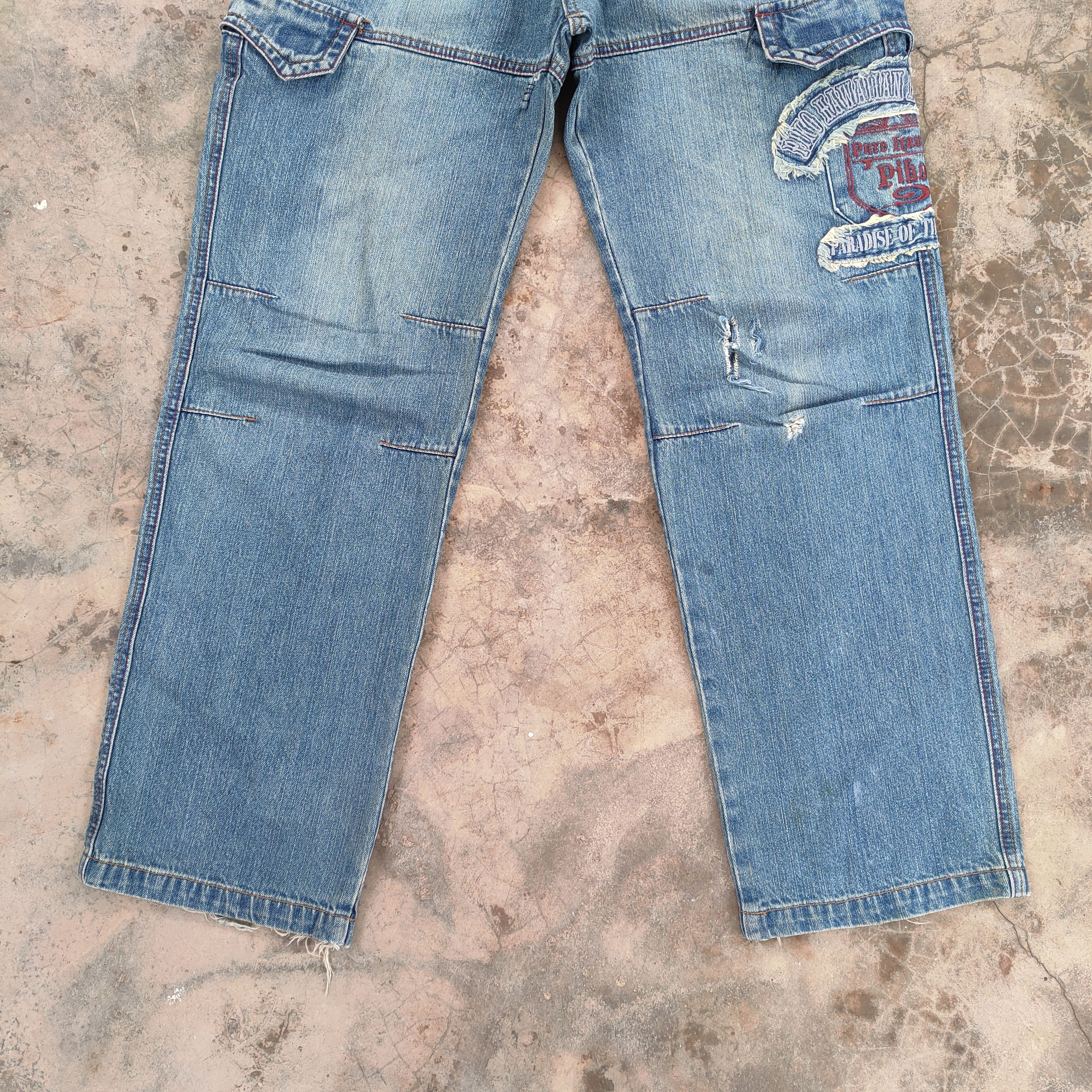 Japanese Brand × Jean × Vintage VINTAGE PIKO FADED RIPPED JEANS CARGO PANTS Size US 30 / EU 46 - 4 Thumbnail