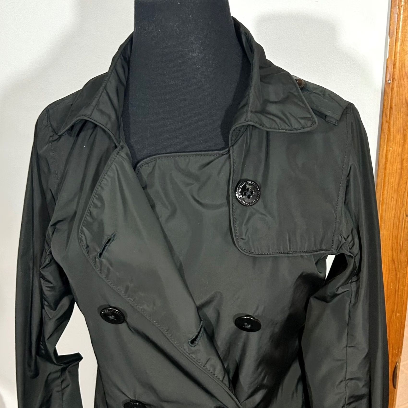 Maison Scotch Maison Scotch Trench Coat Lightweight Double Breasted Black Rain Jacket Petite Small Womens Size XXS / US 00 / IT 34 - 5 Thumbnail