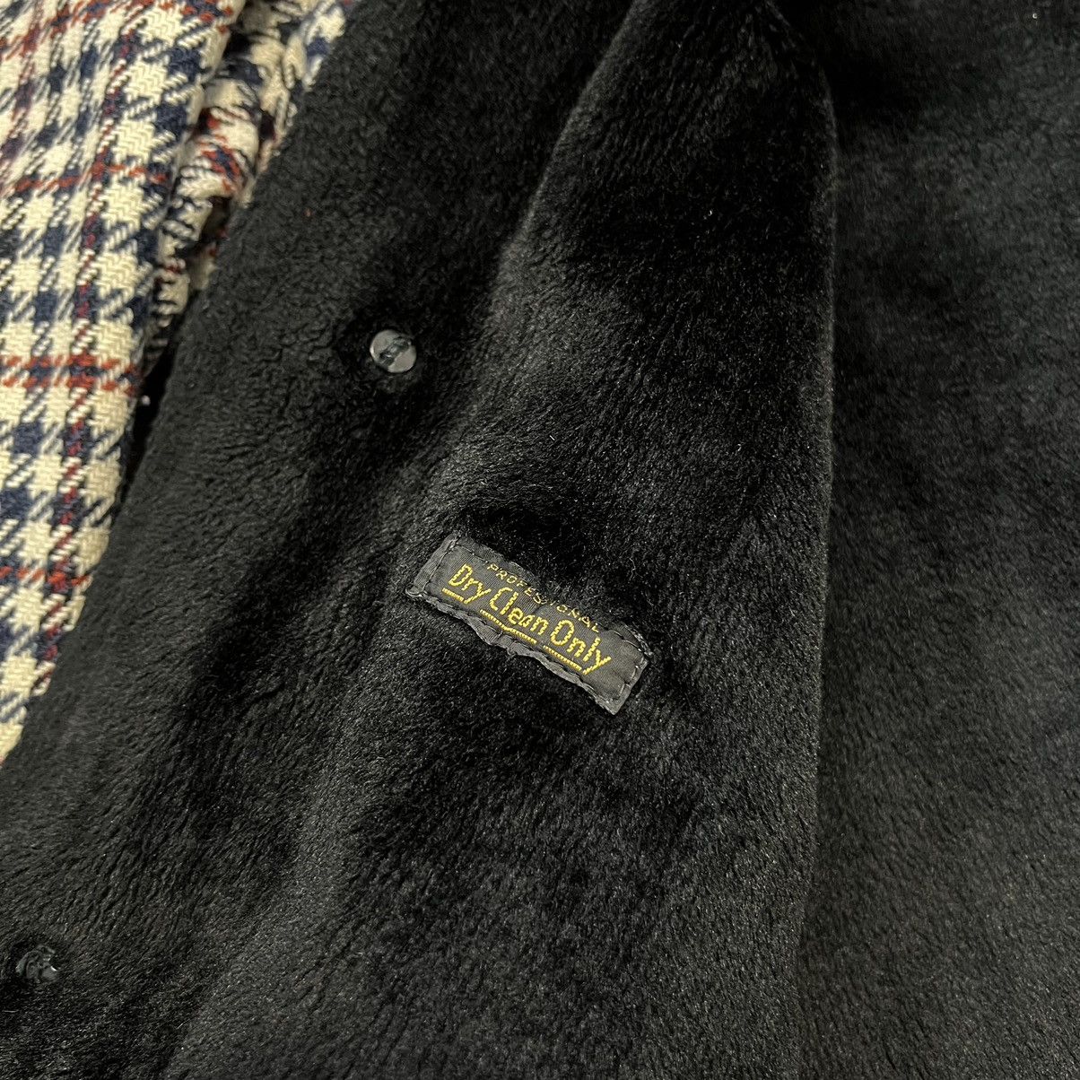 Vintage Vintage 70s Houndstooth Wool Overcoat Shearling Trench Size US L / EU 52-54 / 3 - 10 Thumbnail