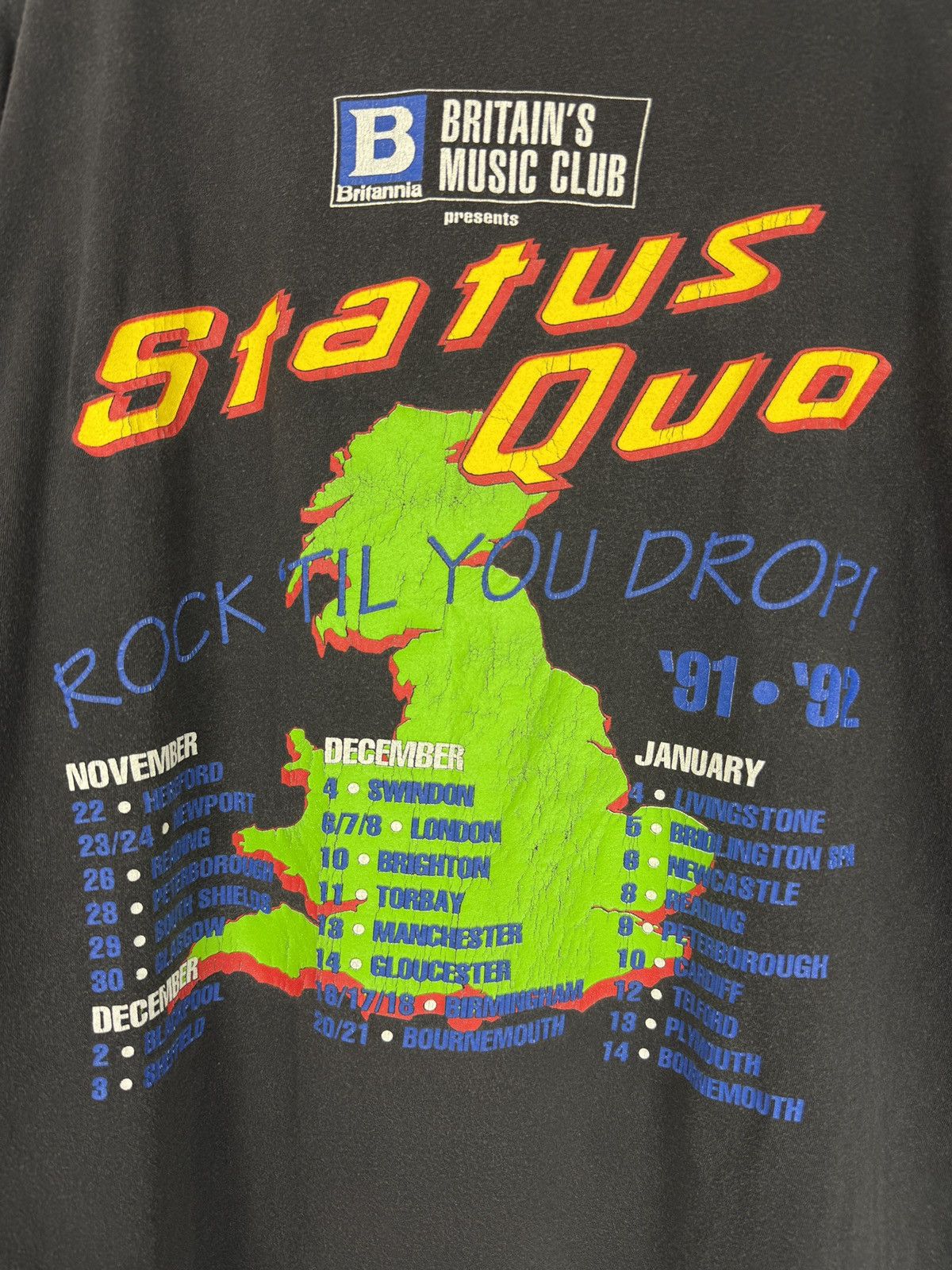 Band Tees 1991 Vintage Status Quo Rock’Til You Drop UK Tour Boxy Tee Size US L / EU 52-54 / 3 - 6 Thumbnail