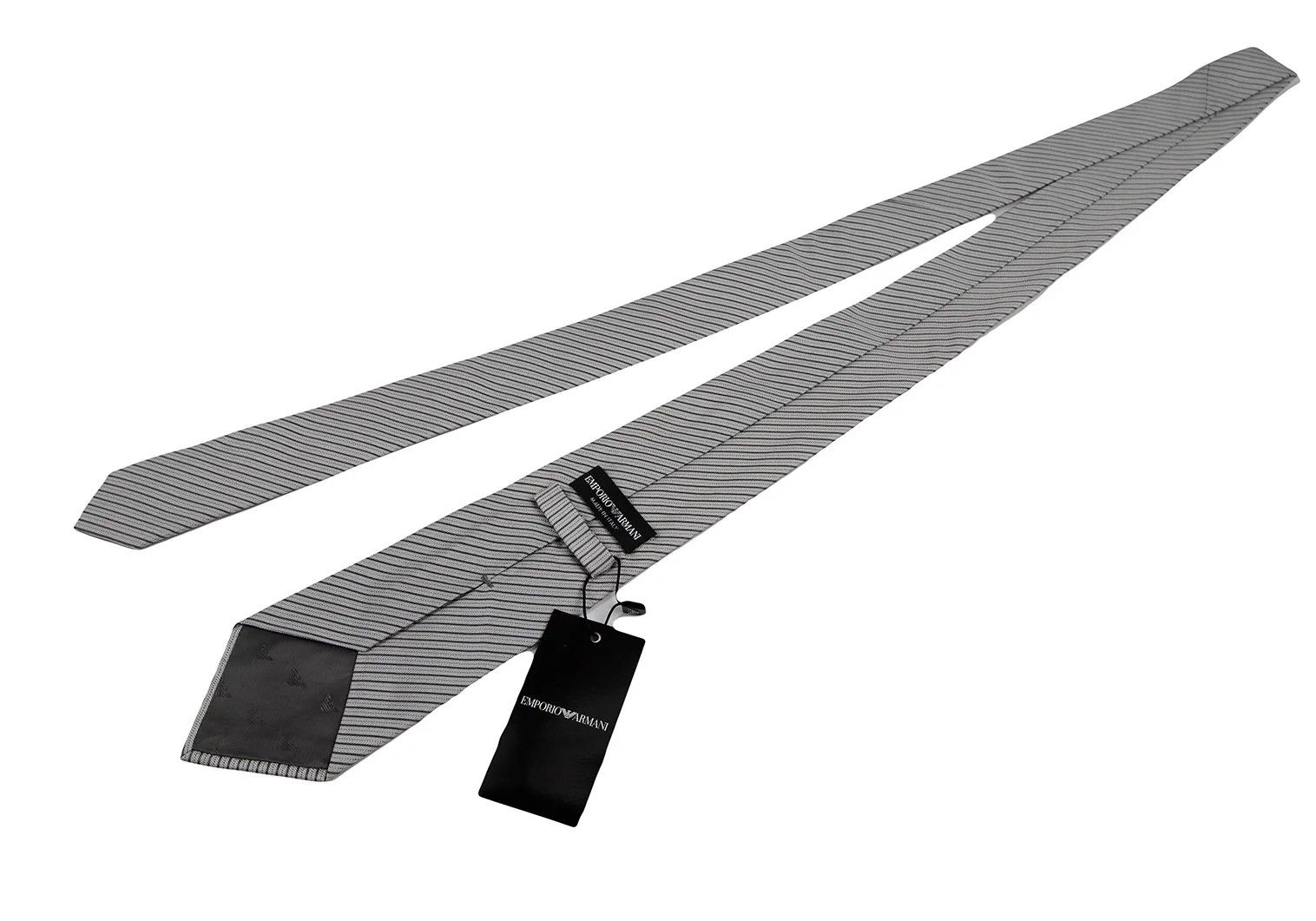 Emporio Armani Silk Alternate Regimental Tie in Gray Size ONE SIZE - 5 Thumbnail