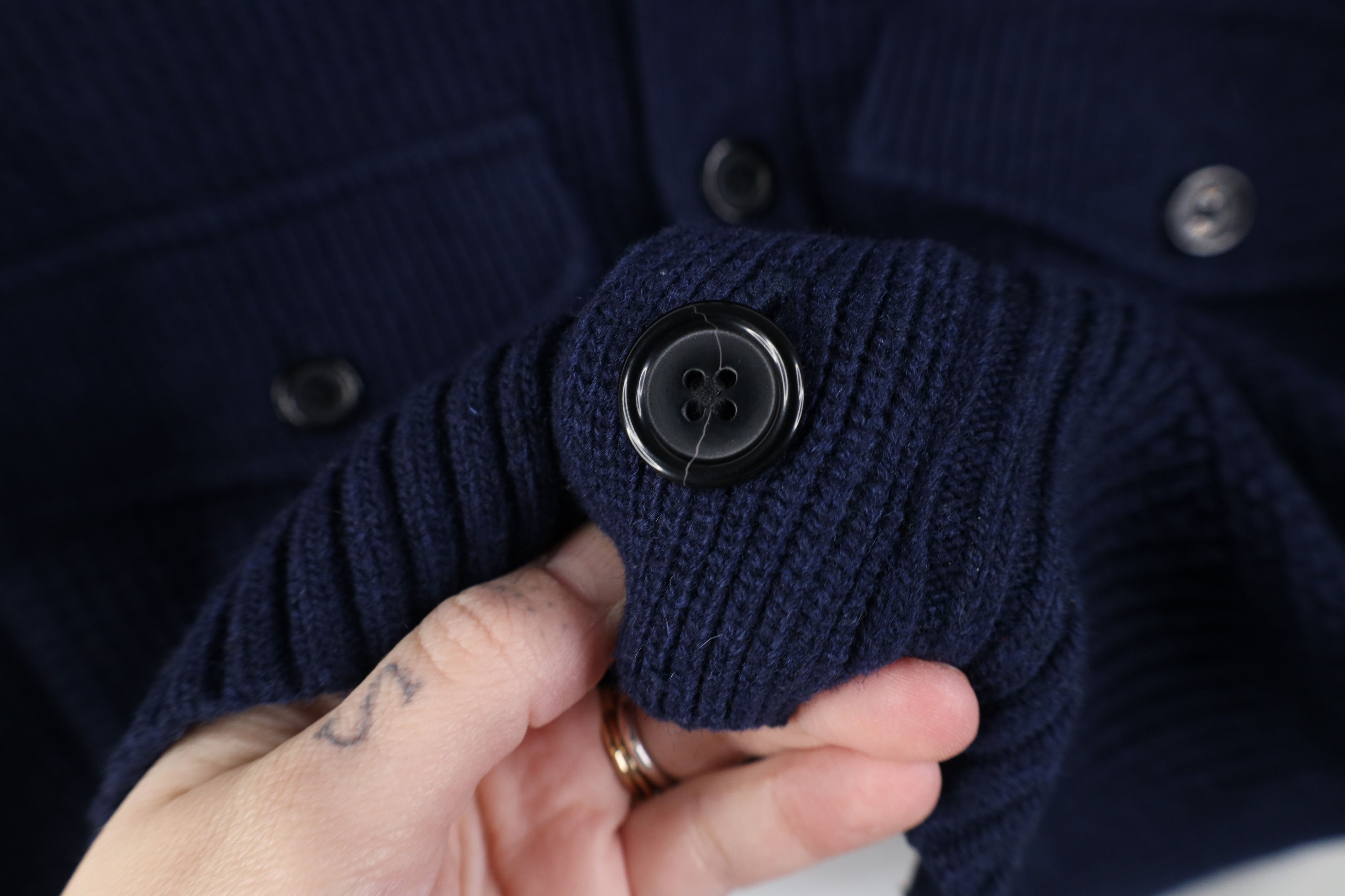 Banana Republic Banana Republic Italian Merino Wool Thermal Knit Jacket Blue Size US M / EU 48-50 / 2 - 6 Thumbnail