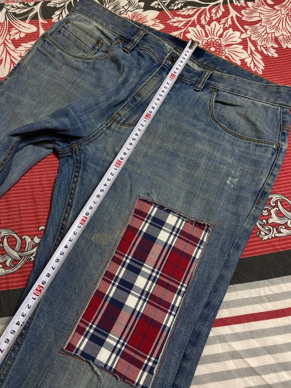 Japanese Brand 💥Vintage Distressed Washed Painted Flared Crash Denim Pants Size US 34 / EU 50 - 18 Thumbnail