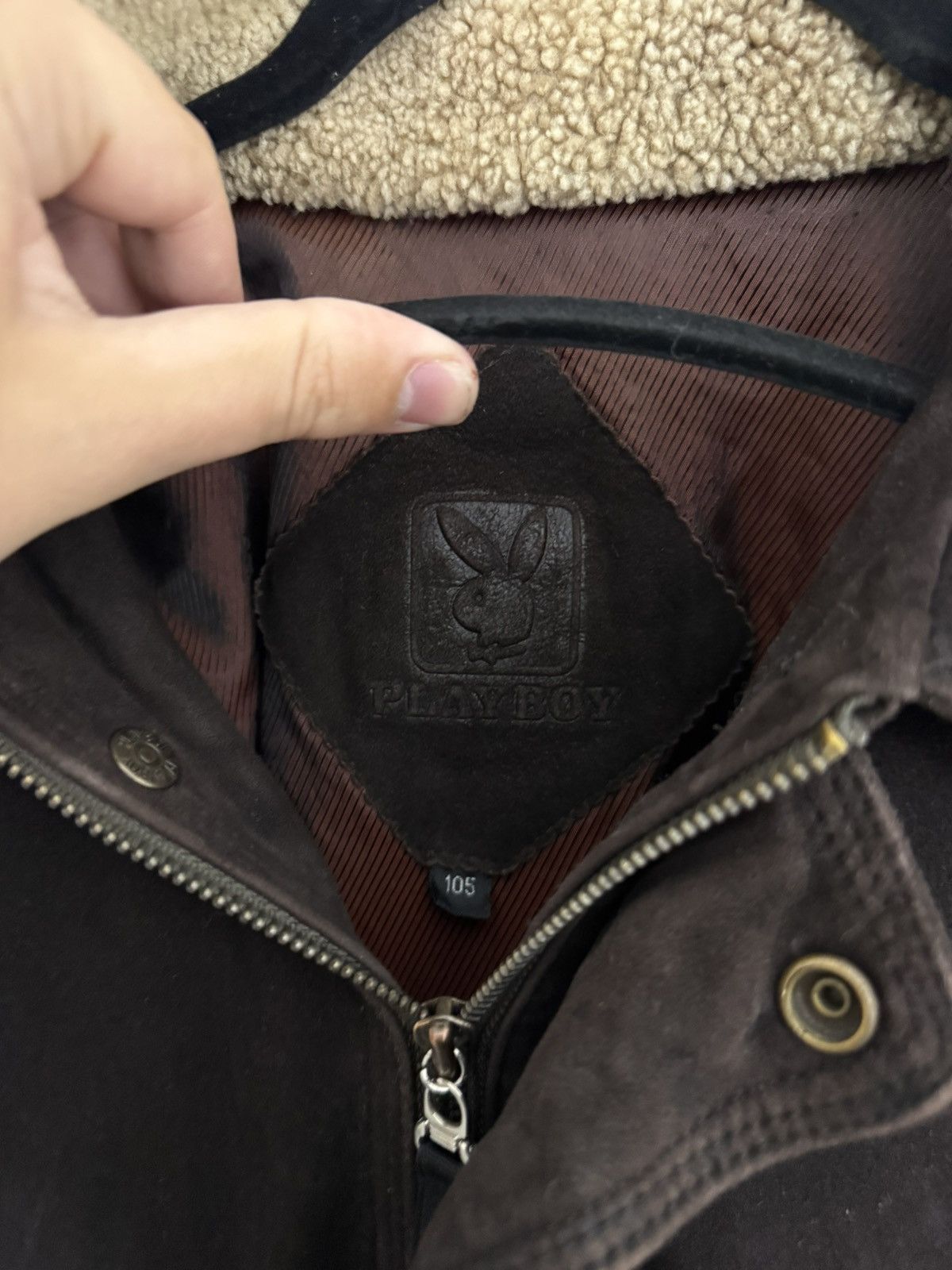 Vintage 1/1 Playboy Bomber Jacket Brown Leather and Fur Size US M / EU 48-50 / 2 - 3 Thumbnail