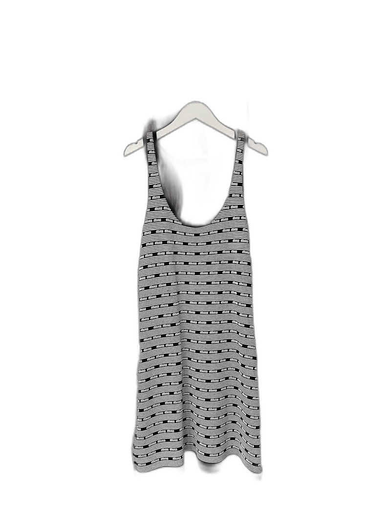 Miu Miu Miu Miu Black and White Logo Tank Dress Size L / US 10 / IT 46 - 1 Thumbnail