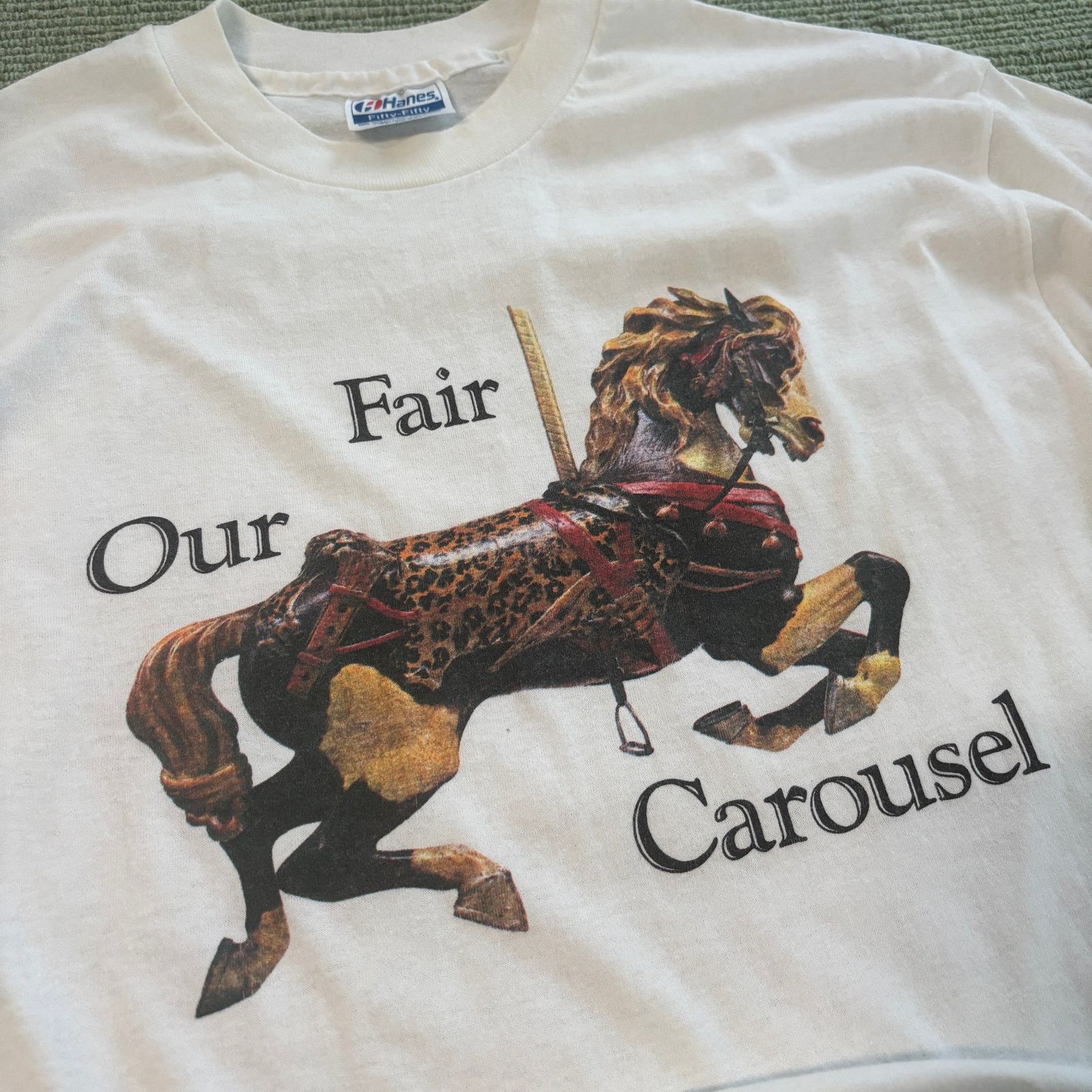 Hanes × Vintage Vintage 90s Our Fair Carousel Amusement Park Tee Shirt M/L Size US L / EU 52-54 / 3 - 3 Thumbnail