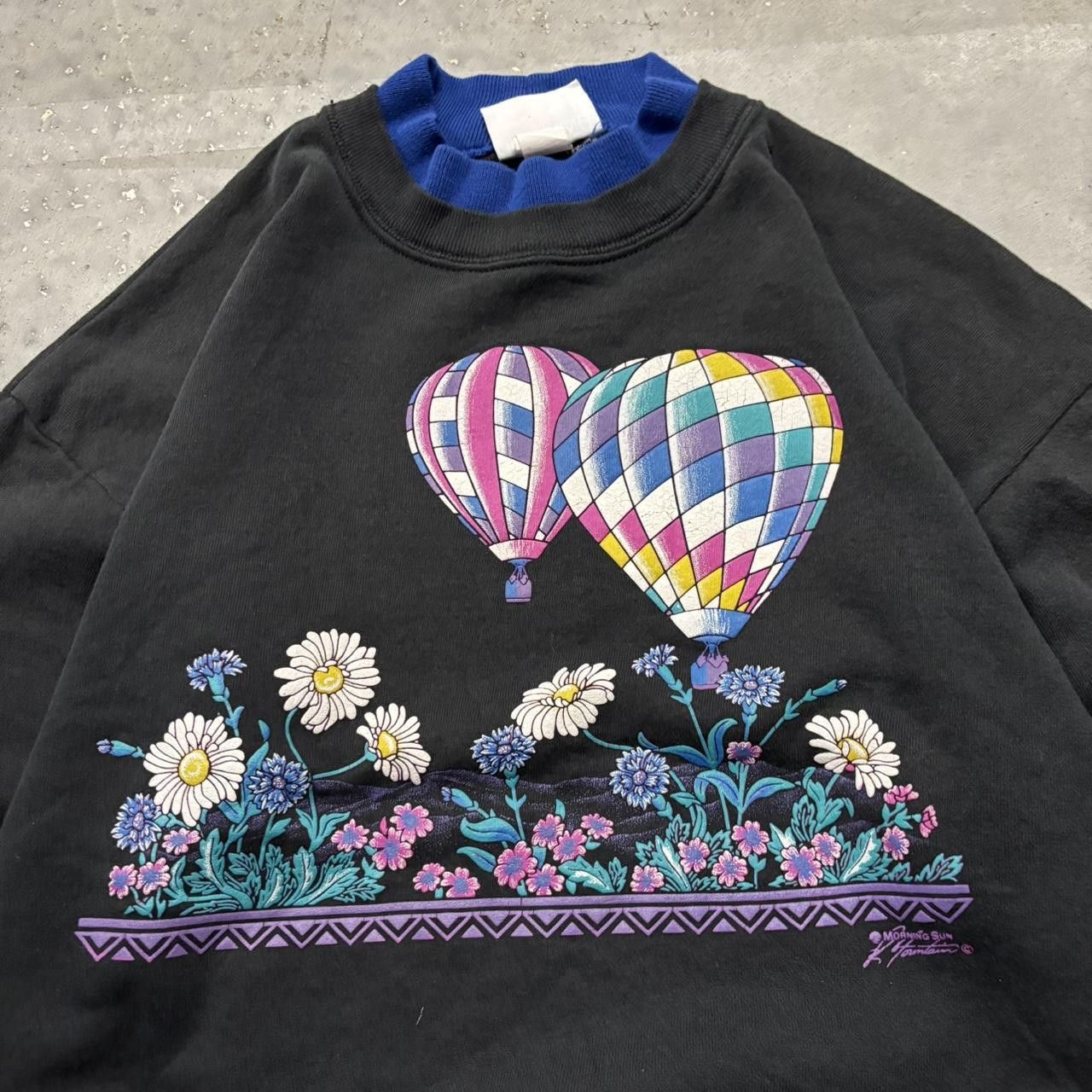 Japanese Brand × Vintage Crazy Vintage 90s Flower Garden Made In USA Black Graphic Crewneck! Size US M / EU 48-50 / 2 - 2 Thumbnail