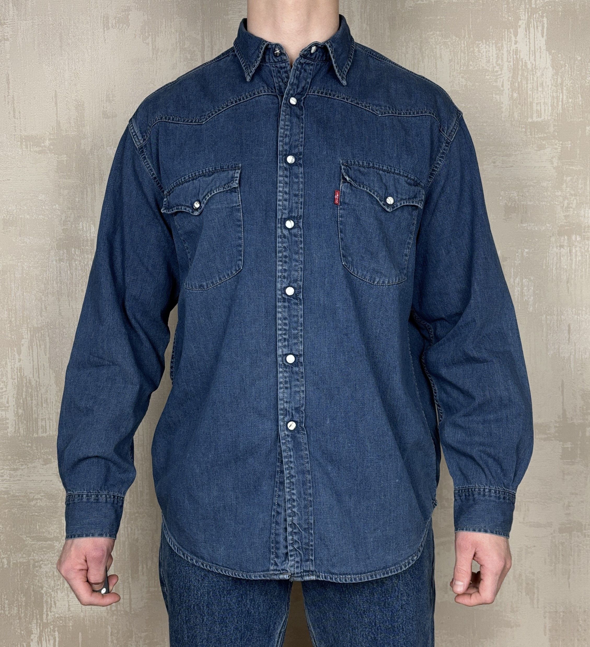 Levi's 90's Levi's Vintage Western Denim Jeans Pearl Snap Shirt Size US XL / EU 56 / 4 - 2 Thumbnail