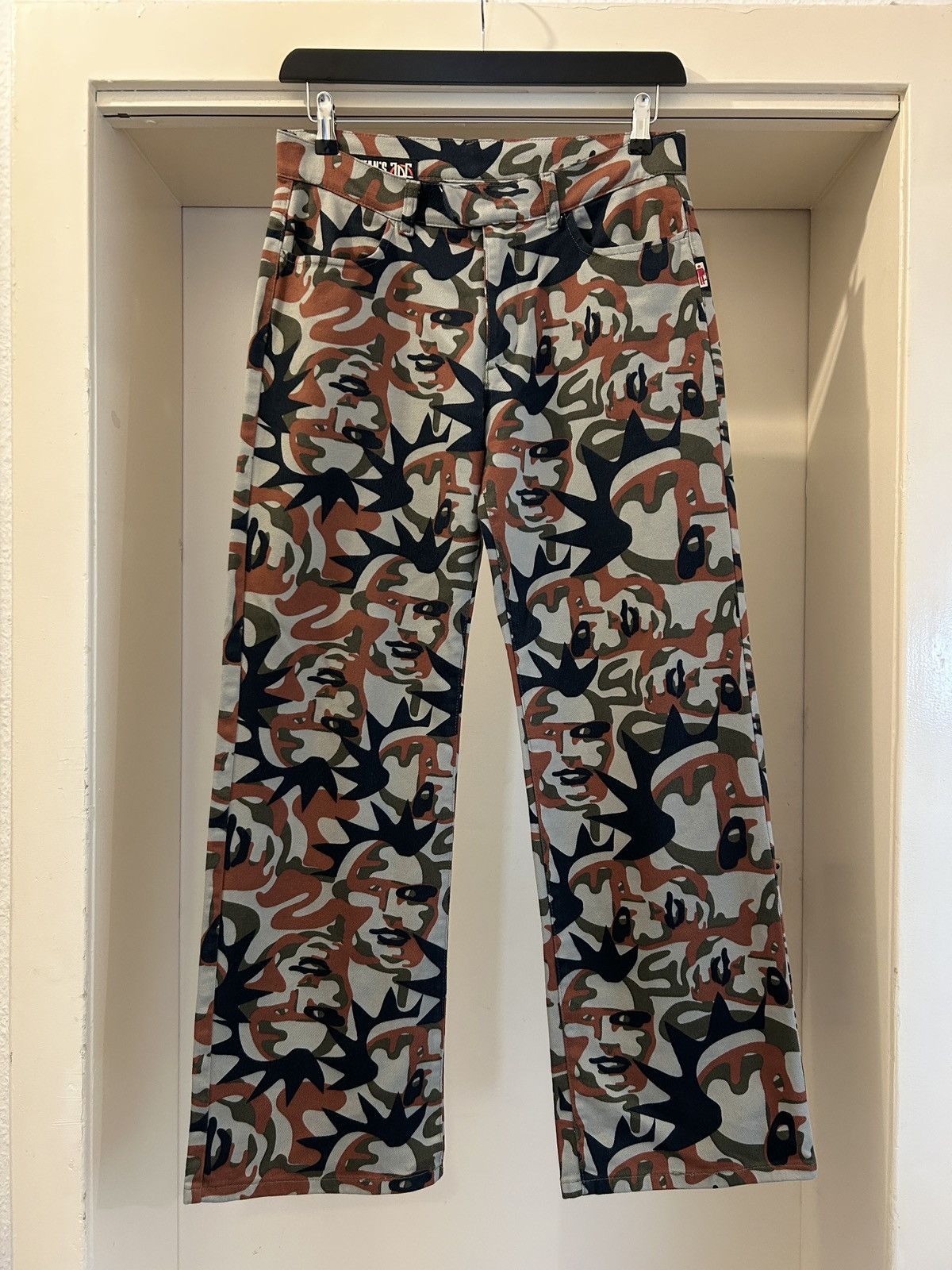 Jean Paul Gaultier Jean Paul Gaultier vintage punk faces camo wide leg pants Size US 30 / EU 46 - 1 Thumbnail