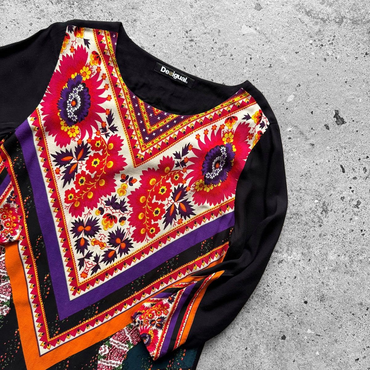 Desigual Desigual Womens Boho Geometric Floral 3/4 Sleeve Mini Dress Size L / US 10 / IT 46 - 4 Thumbnail