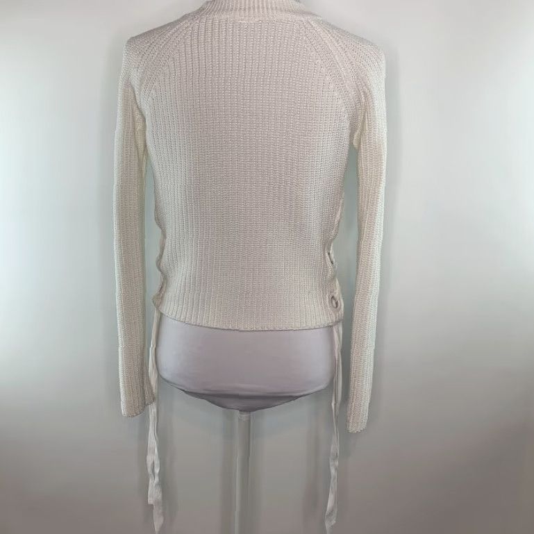Both BLUE BLUSH Womens Size S Top Pullover Sweater Crew Neck Both Side Tie Crop White Size S / US 4 / IT 40 - 4 Thumbnail