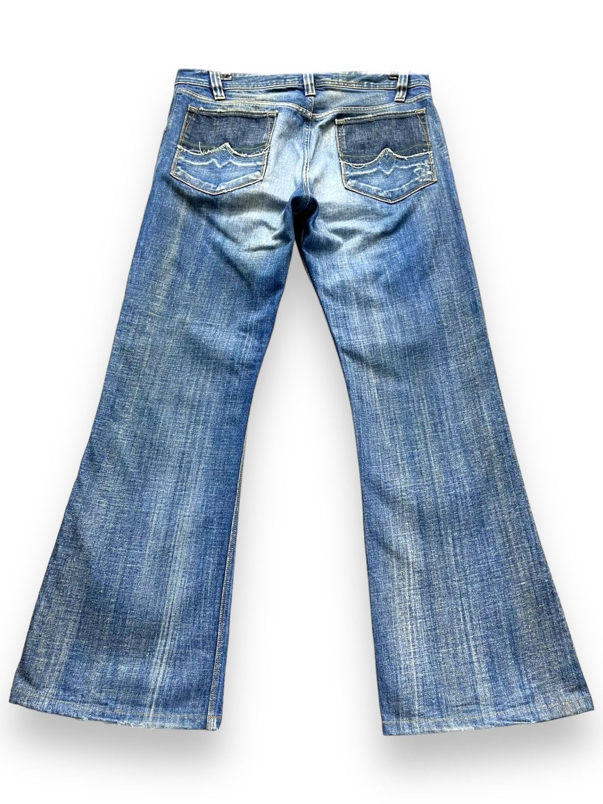 Diesel FYE PUNK🔥DIESEL Distressed Denim Wide Leg Super FLARE Jeans Size US 32 / EU 48 - 3 Thumbnail