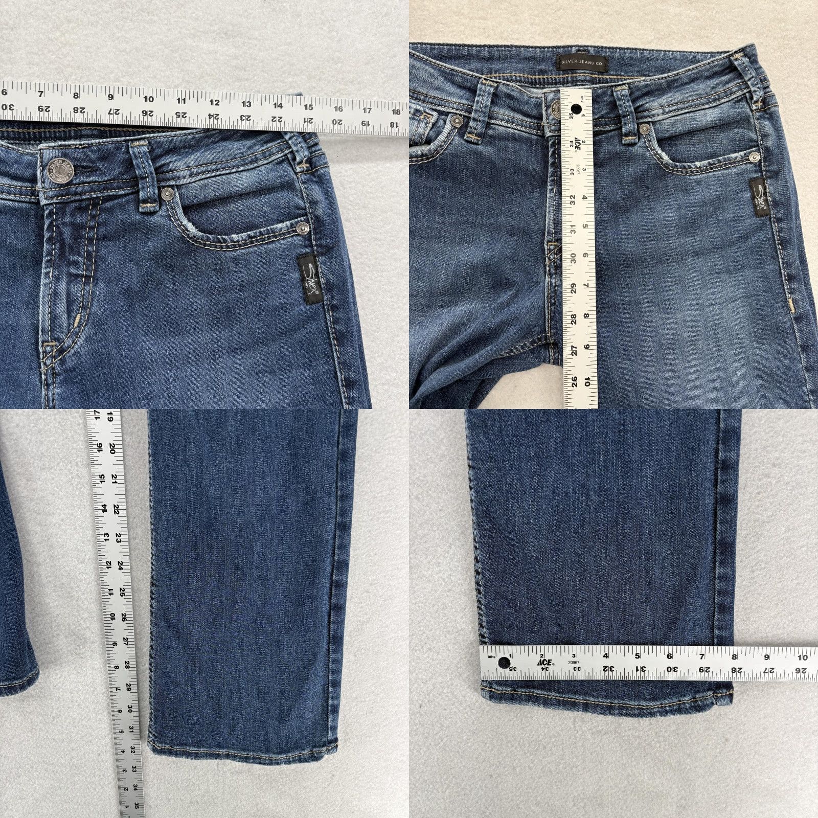 Silver Jeans Co. Silver Jeans Elyse Slim Boot Womens 28x33 Blue Denim Stretch Bootcut Distressed Pockets Y2K Vintage: No (if not vintage) Size 28" / US 6 / IT 42 - 8 Thumbnail
