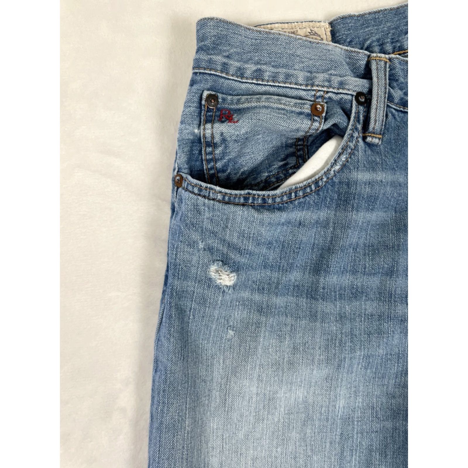 Polo Ralph Lauren VINTAGE Polo Ralph Lauren Jeans Denim 34x29 Relaxed Straight 5-Pocket Logo Blue Men 90s Retro USA Polo Ralph Lauren Jeans Breaks-READ Altered Size US S / EU 44-46 / 1 - 3 Thumbnail