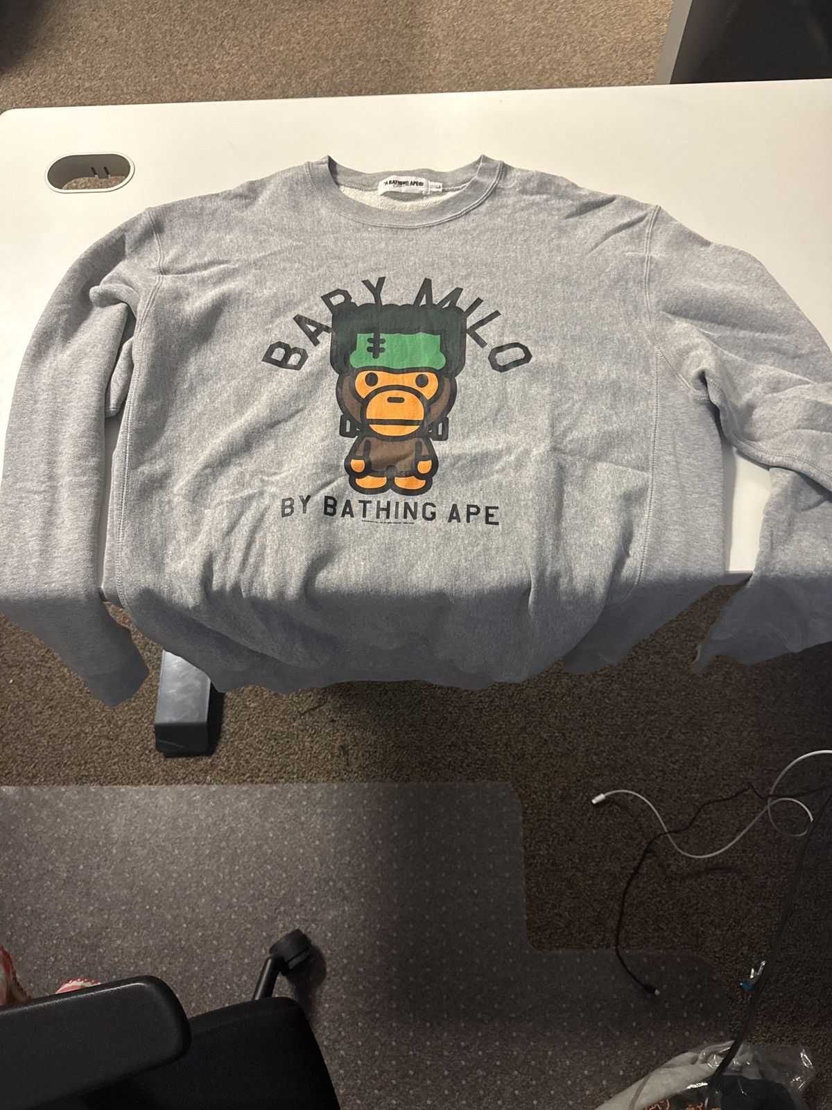 Bape BAPE Baby Milo Frankenstein Crewneck Sweatshirt – Grey Size US L / EU 52-54 / 3 - 2 Thumbnail