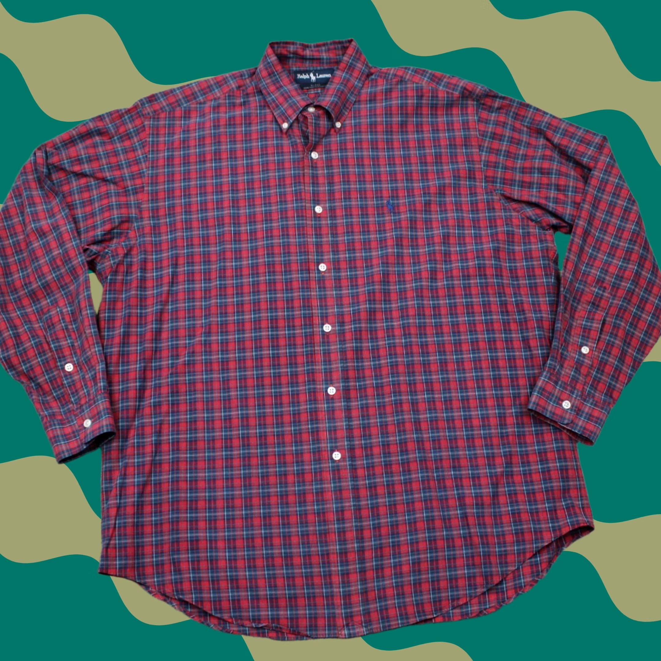 Ralph Lauren Ralph Lauren Shirt Men Large Red/Blue 2 Ply Cotton Long Sleeve Button Down Plaid Size US L / EU 52-54 / 3 - 1 Thumbnail