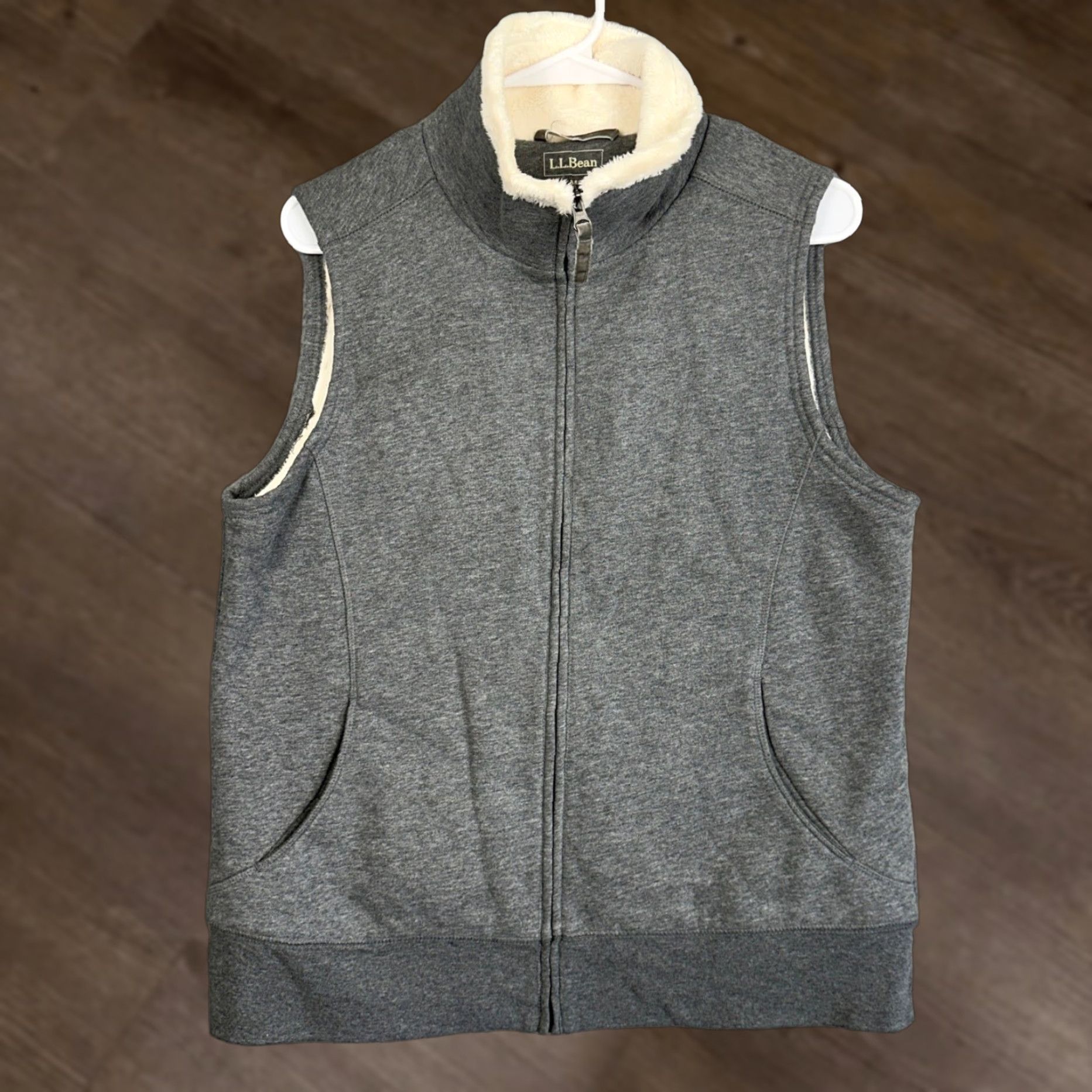 Vintage L.L. Bean Vest Womens Medium Gray Full Zip Faux Fur Lining Sleeveless Outdoor Heather Pocket Size M / US 6-8 / IT 42-44 - 1 Thumbnail