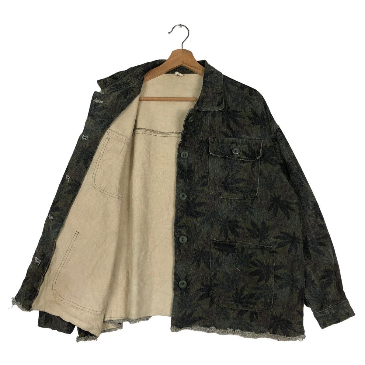 Hysteric Glamour 🔥VINTAGE BIKER JACKET JAPANESE TRADITIONAL LEAVES OVERPRINT Size US M / EU 48-50 / 2 - 11 Thumbnail