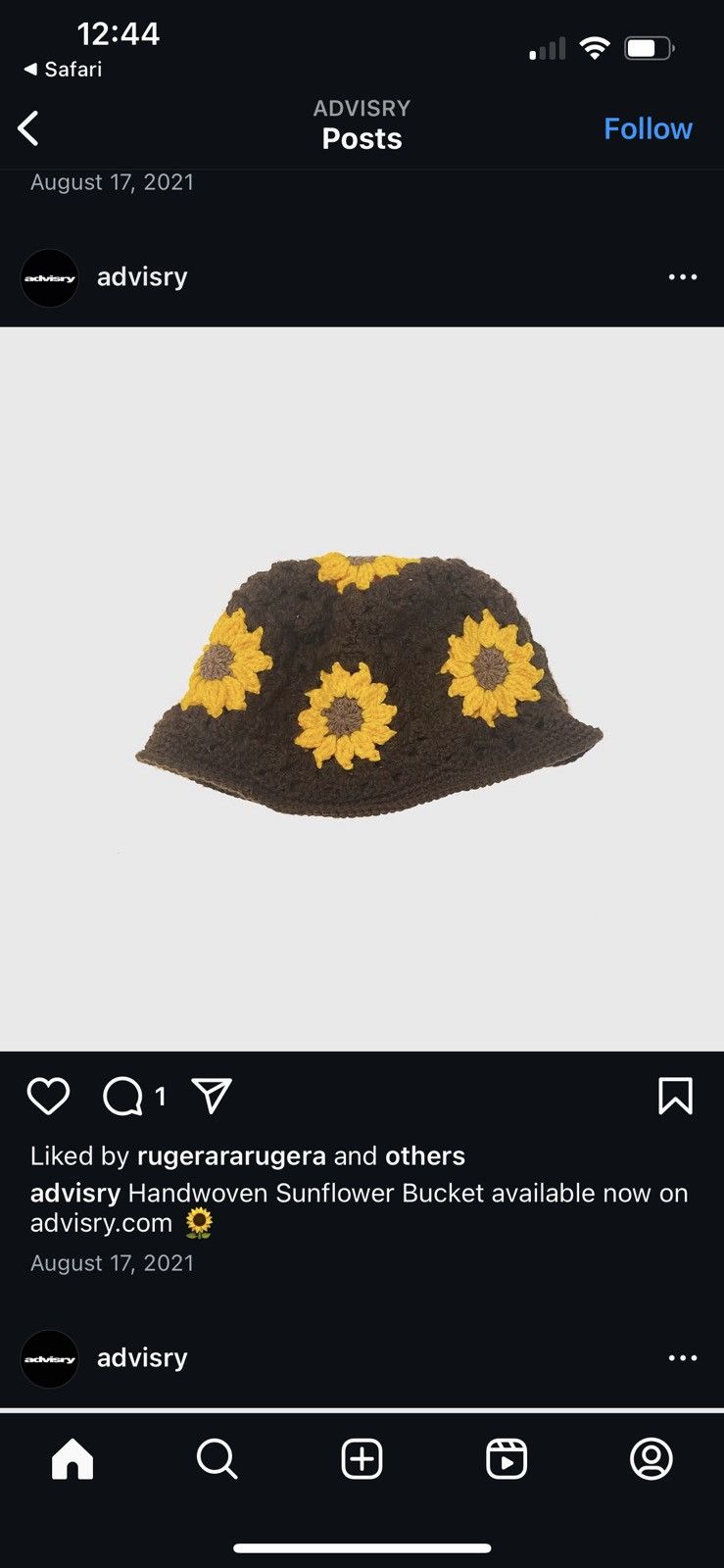 Advisry Clothing Sunflower knit hat Size ONE SIZE - 4 Thumbnail