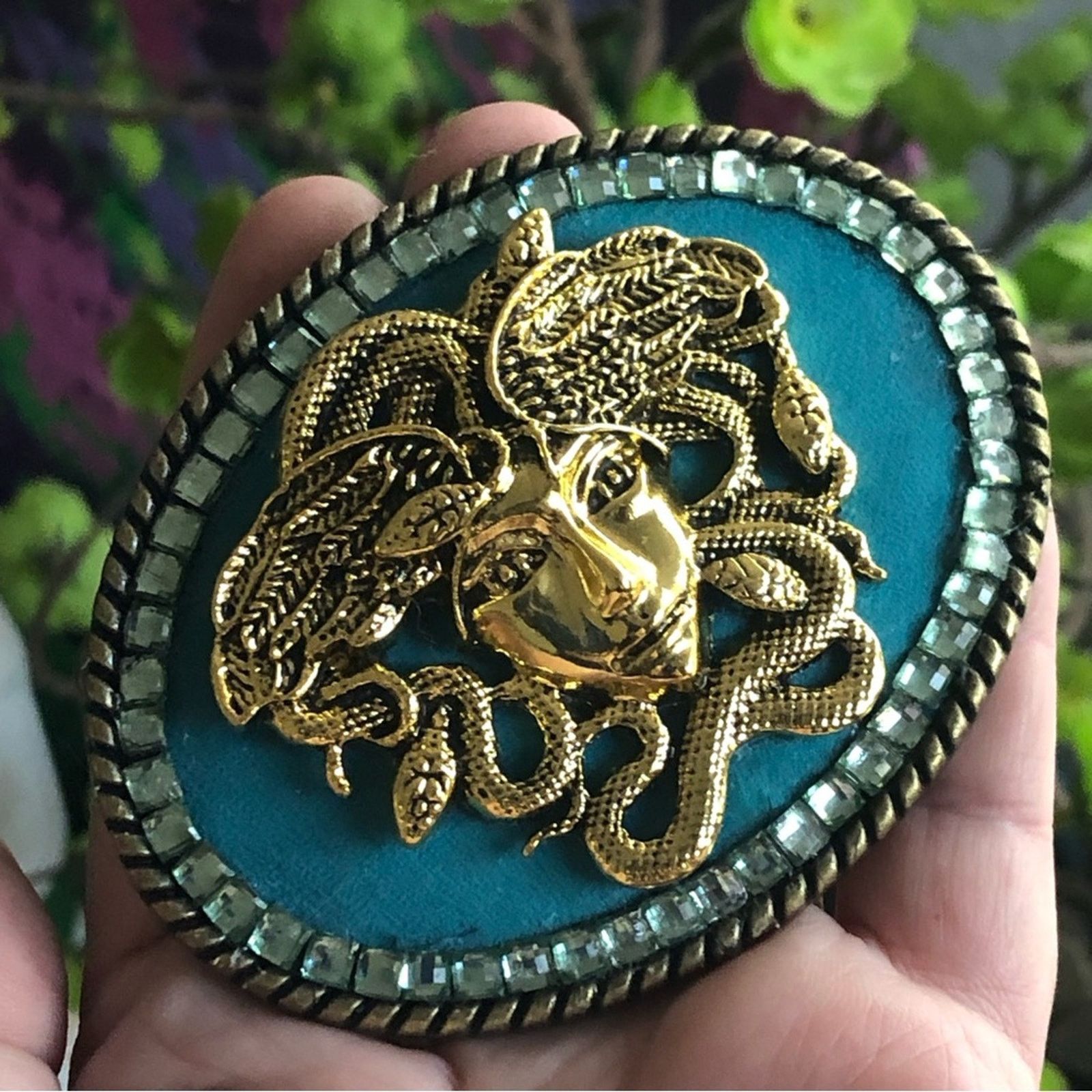 Handmade Handcrafted Medusa repurpose brass belt buckle Size ONE SIZE - 5 Thumbnail