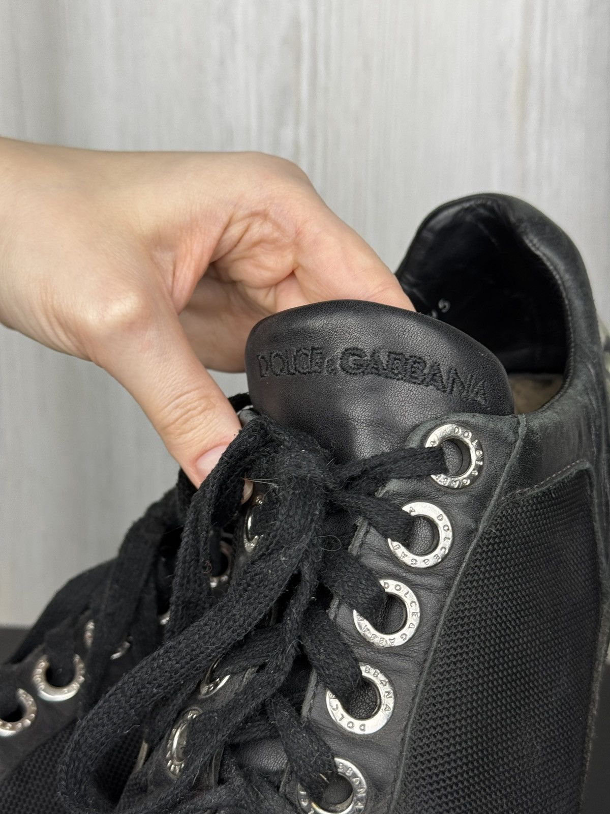Dolce & Gabbana Dolce & Gabbana vintage leather textile low top sneakers Size US 10.5 / EU 43-44 - 18 Thumbnail