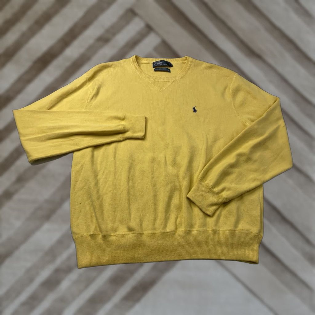 Ralph Lauren Polo Ralph Lauren Cotton Crewneck Pullover Sweater Yellow Mens XL Logo Ribbed Size US XL / EU 56 / 4 - 1 Thumbnail