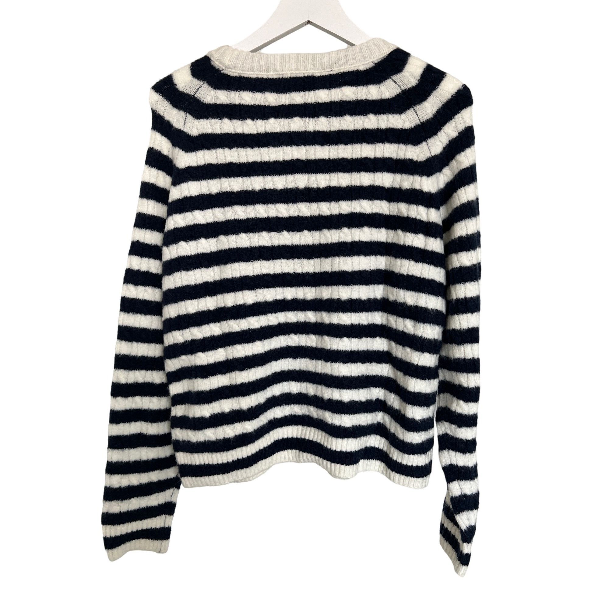 J.Crew J. Crew Navy & Ivory Striped Button Side Sweater Size M / US 6-8 / IT 42-44 - 6 Thumbnail