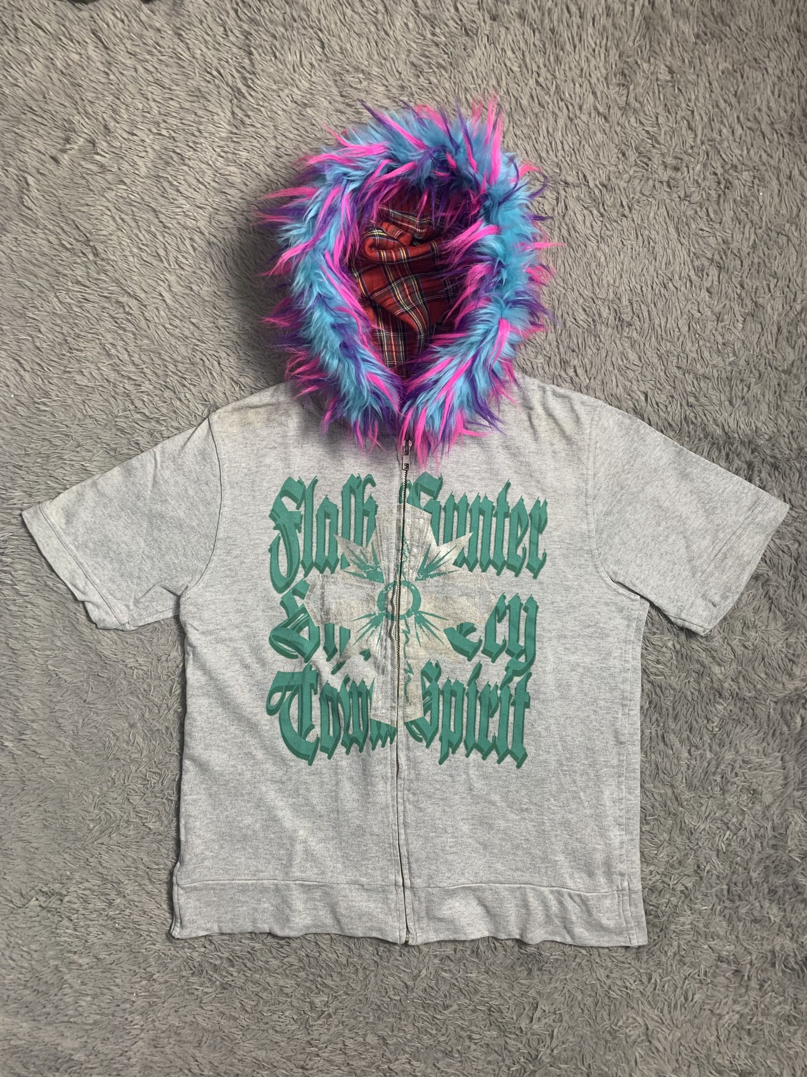 Japanese Brand Japan Poem Faux Fur Short Sleeve Hoodie Size US L / EU 52-54 / 3 - 1 Thumbnail