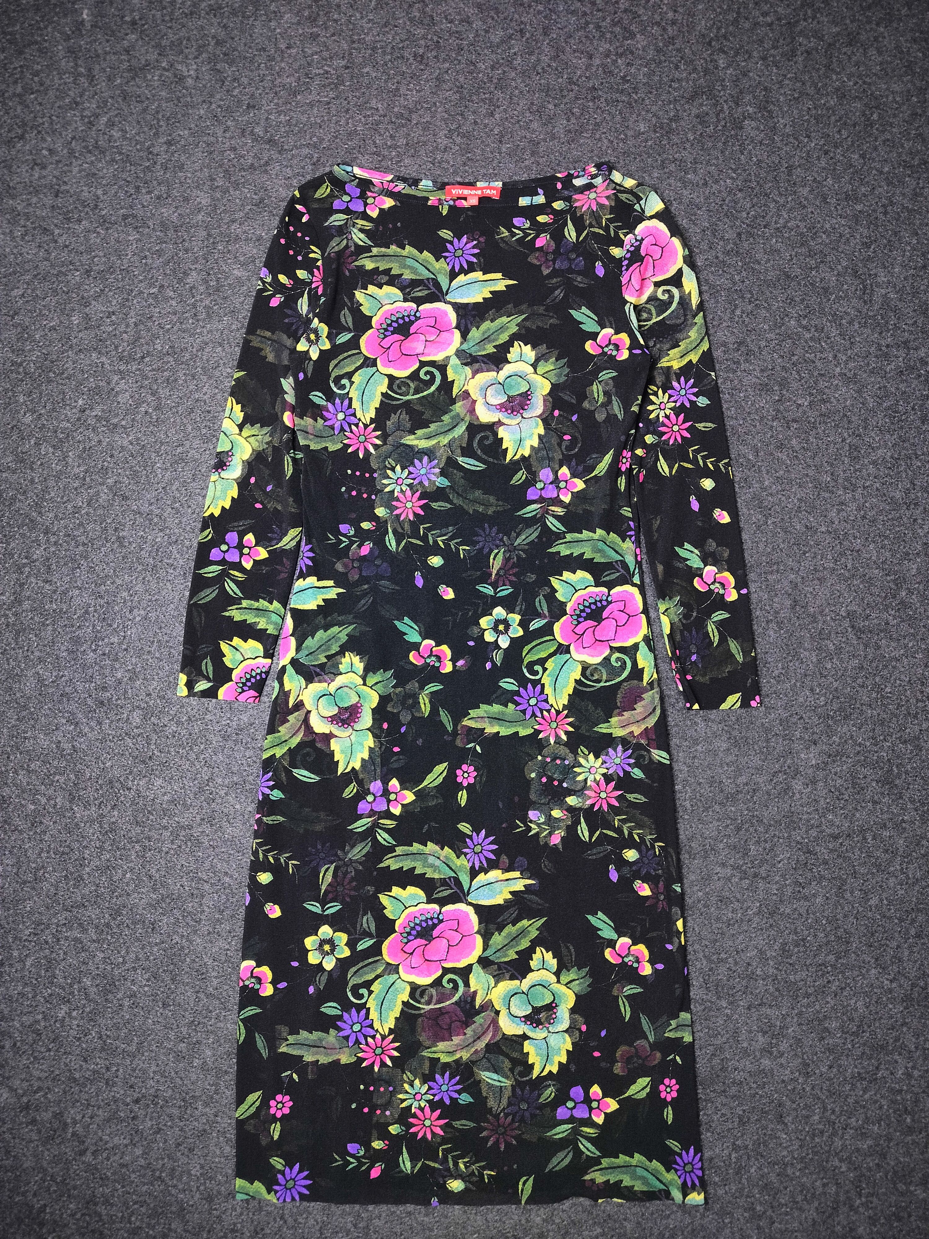 Vivienne Tam Rare Vivienne Tam Mesh Floral Midi Dress Size XS / US 0-2 / IT 36-38 - 1 Thumbnail